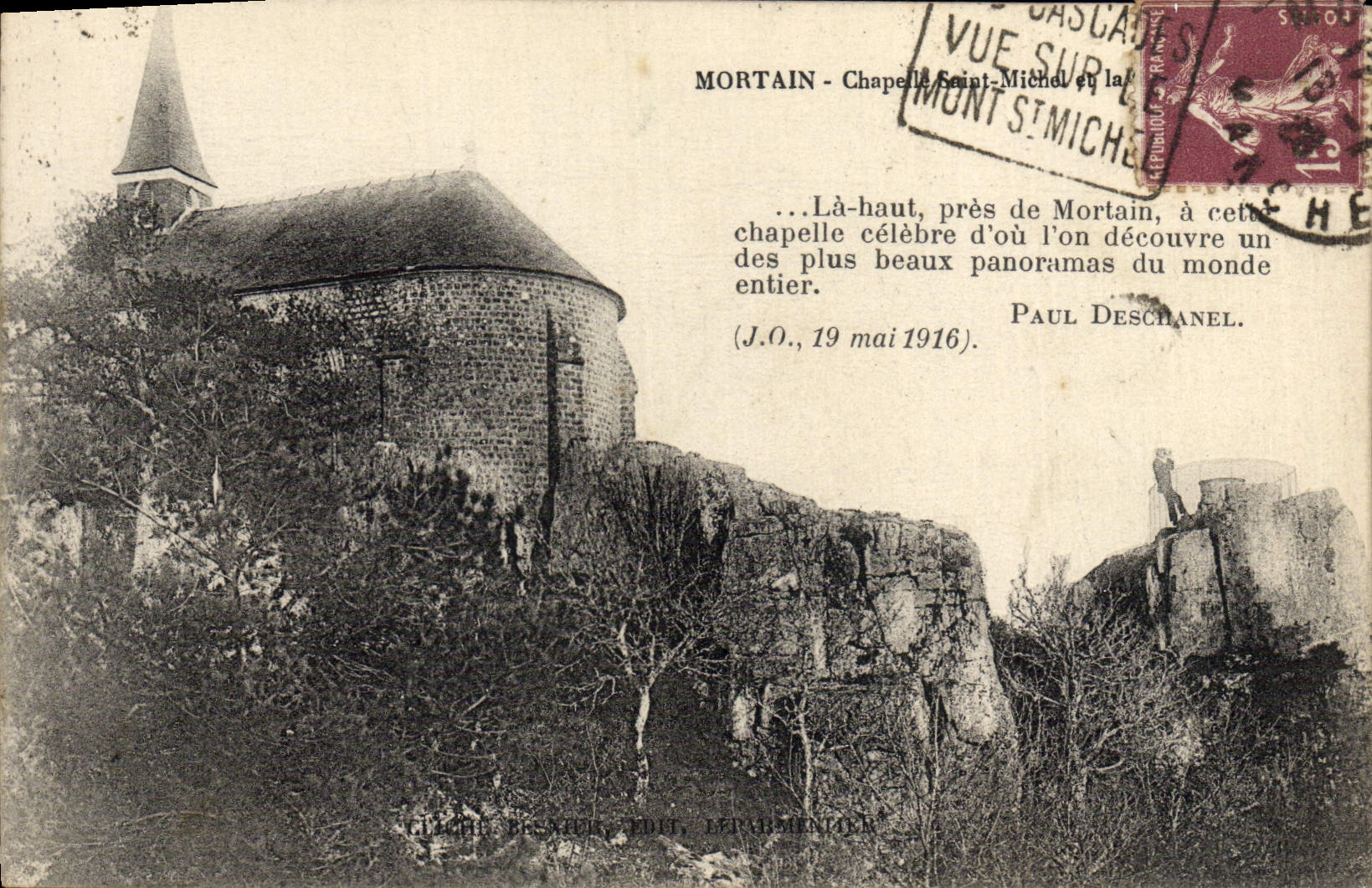 VINTAGE POSTCARD Mortain Vault Saint Michel