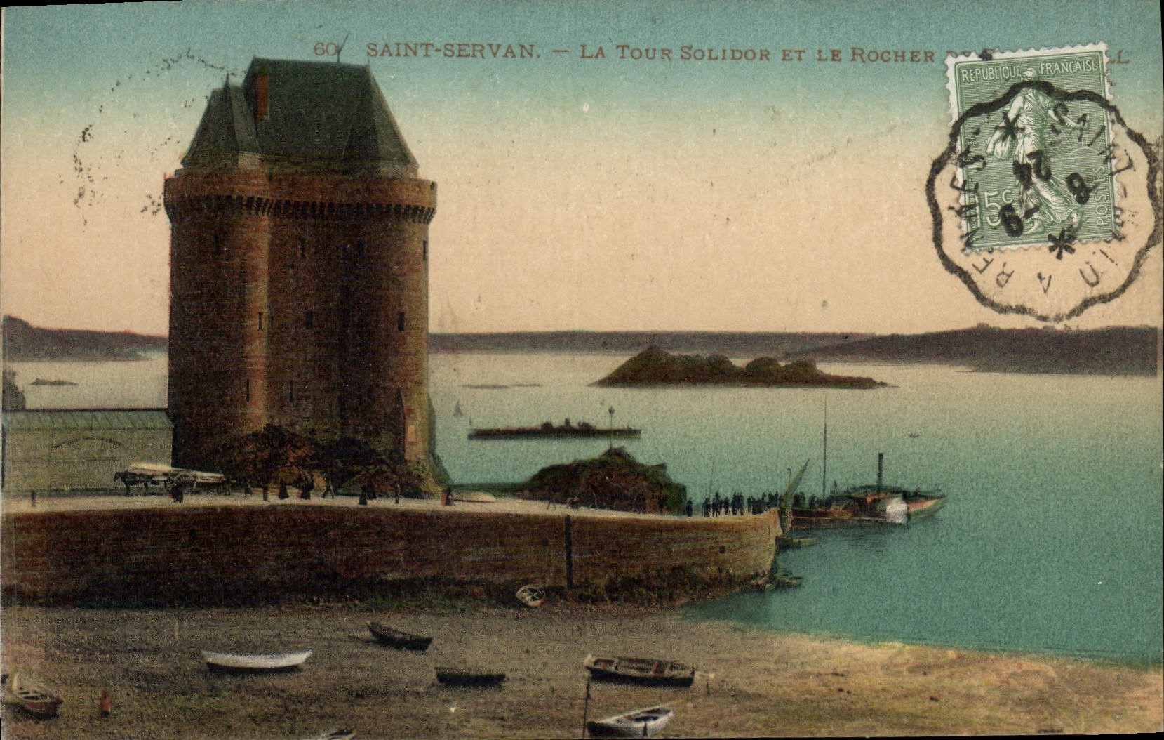 VINTAGE POSTCARD Holy Servan the Solidor Tower And the Rock