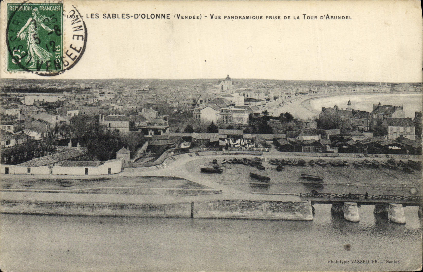 VINTAGE POSTCARD Sables d'Olonne Panoramic View Taken Tower D' Arundel