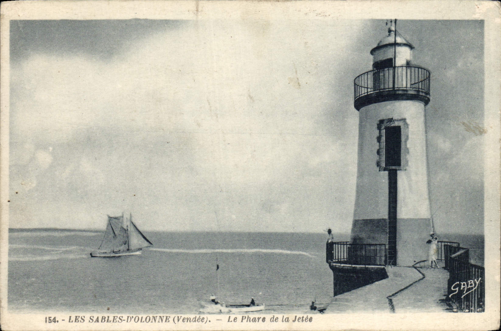 POSTAL de la VENDIMIA Sables d'Olonne el faro del embarcadero