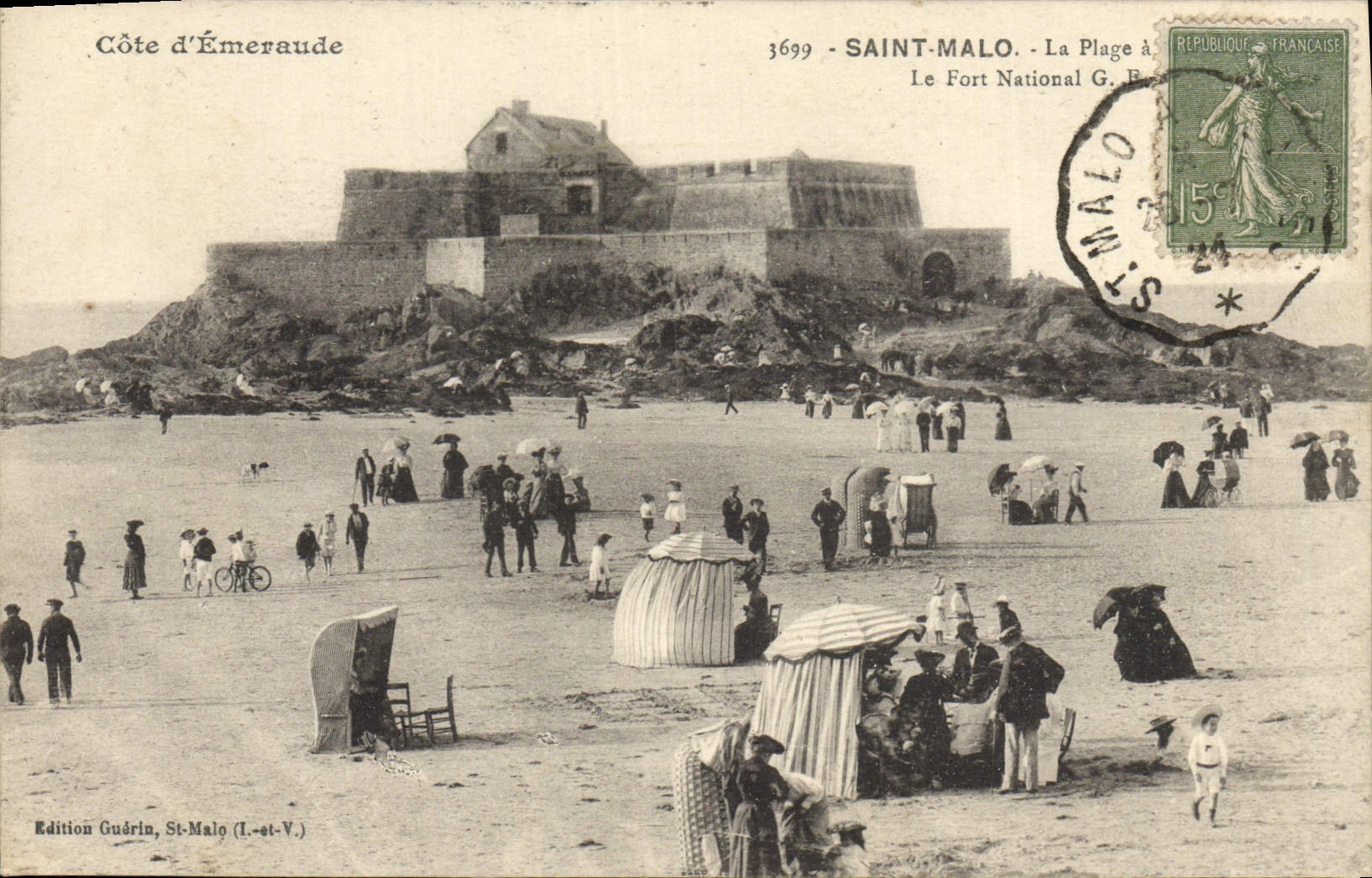 VINTAGE POSTCARD Holy Malo the Beach the strong national