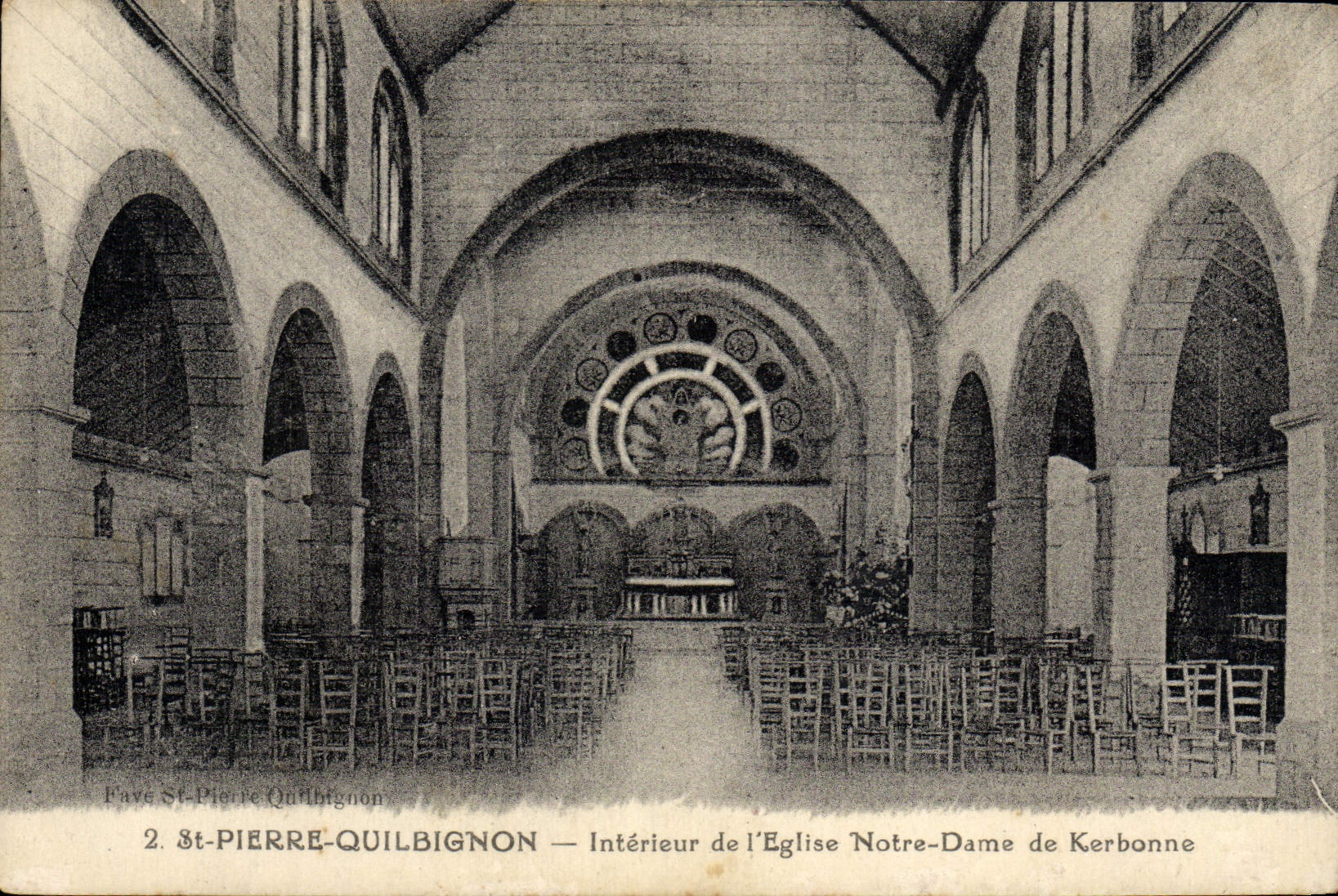 VINTAGE POSTCARD St Pierre Quilbignon Interior De I' Eglise Notre Dame De Kerbonne