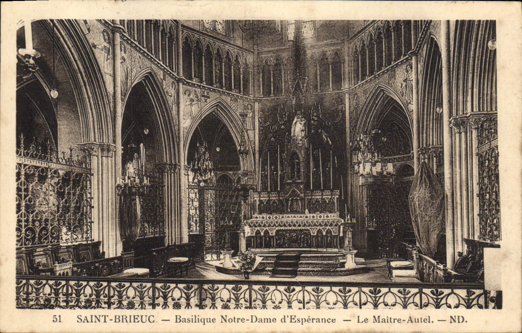 VINTAGE POSTCARD Holy Brieuc Basilica Notre Dame D' Esperance the Master Furnace bridge