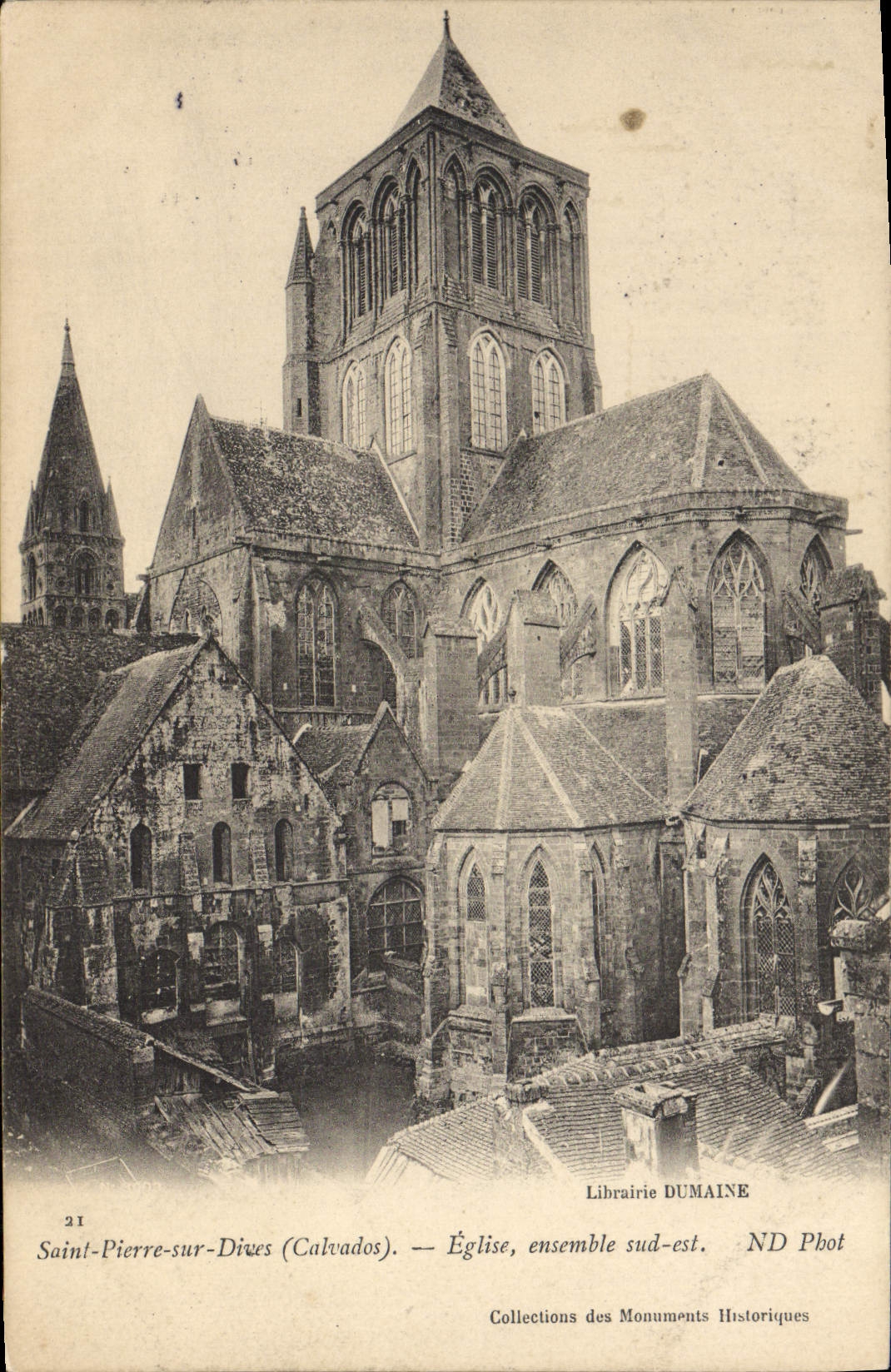 VINTAGE POSTCARD Saint Pierre On Divine Church Southern Unit Are Caen Seal in Mans