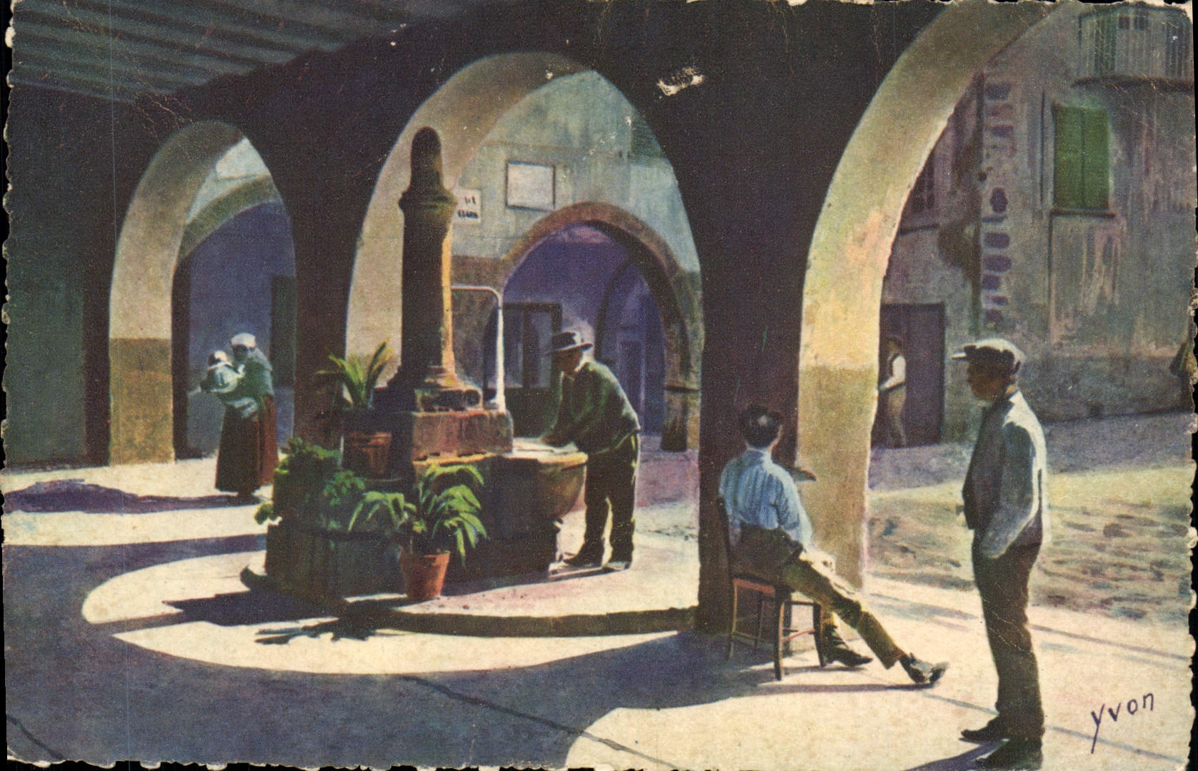 VINTAGE POSTCARD Dimension Of Azure Sospel Arcades And Vieille Fountain