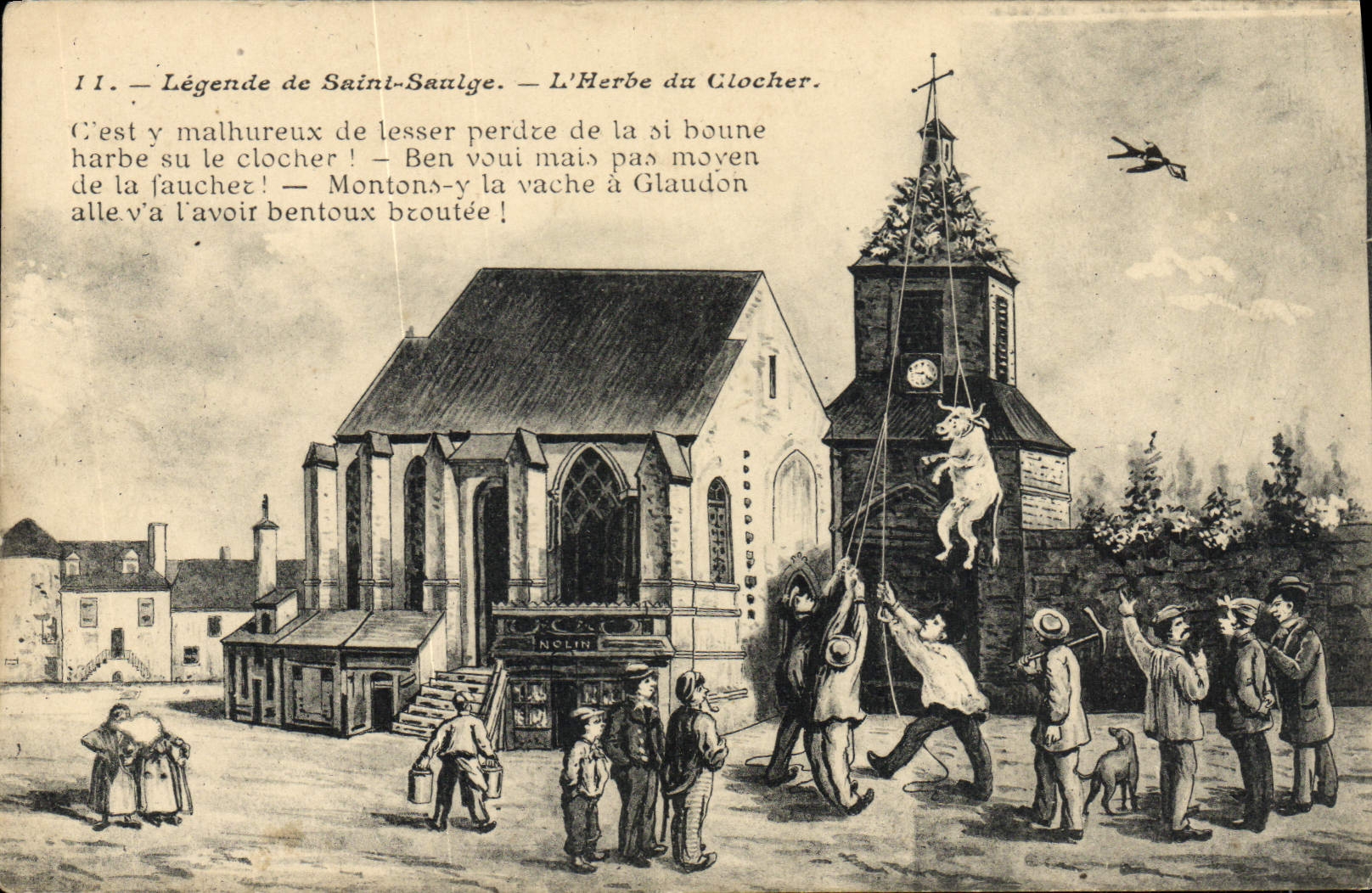 CPA Legende De Saint Saulge L'Herbe Du Clocher Folklore