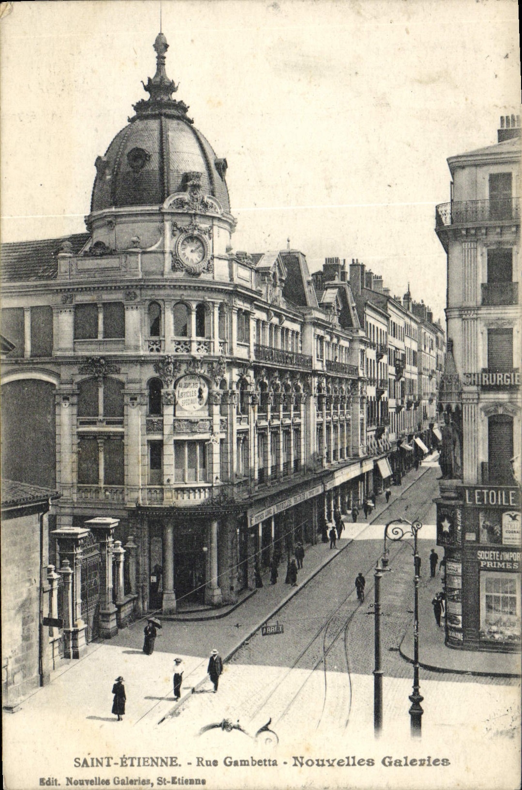 VINTAGE POSTCARD Holy Etienne Street Gambetta News Galleries