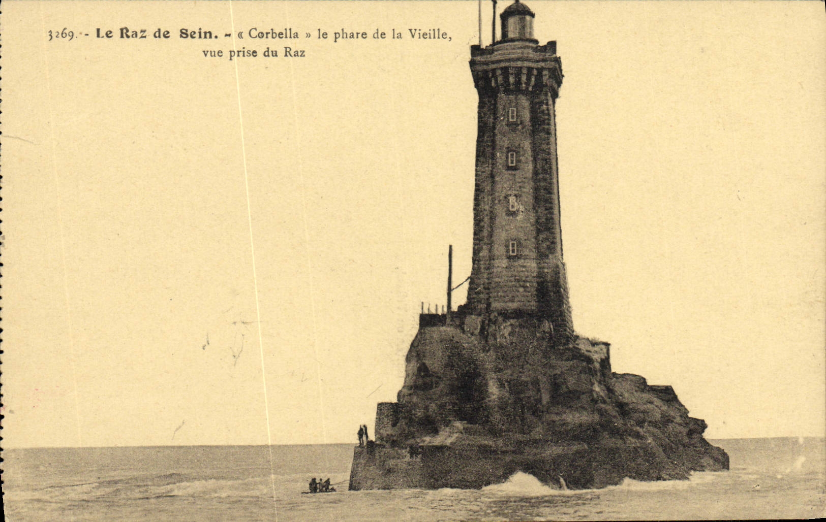 POSTAL de la VENDIMIA la corriente fuerte del centro de Corbella el faro de la mujer mayor vista de la corriente fuerte