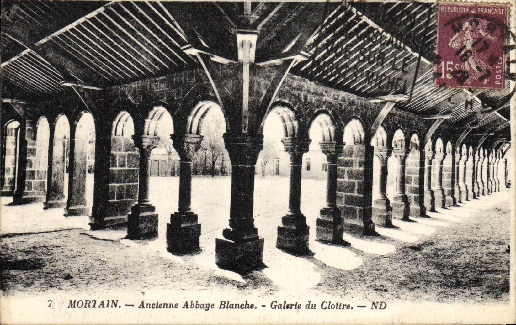 VINTAGE POSTCARD Mortain Old Abaye White Gallery Of the Cloister