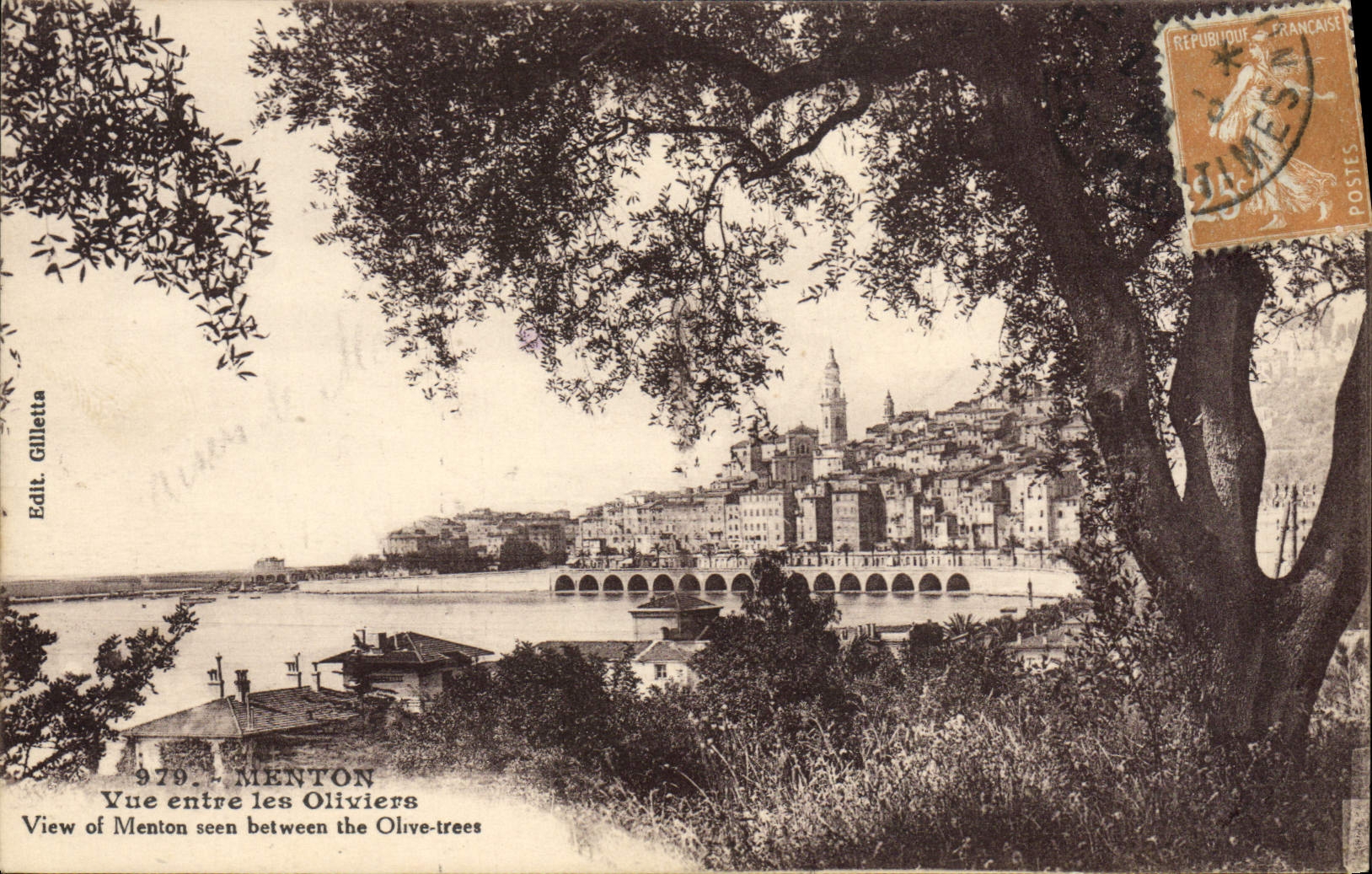 CPA Menton Vue Entre Les Oliviers 