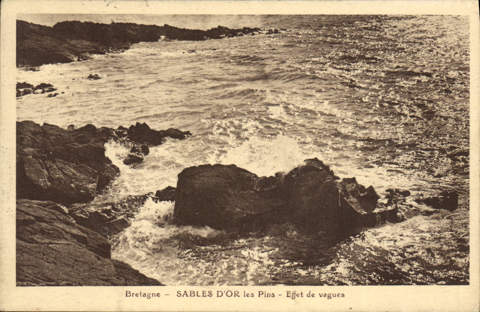 VINTAGE POSTCARD Brittany Sands Of Gold the Pines Effect Waves