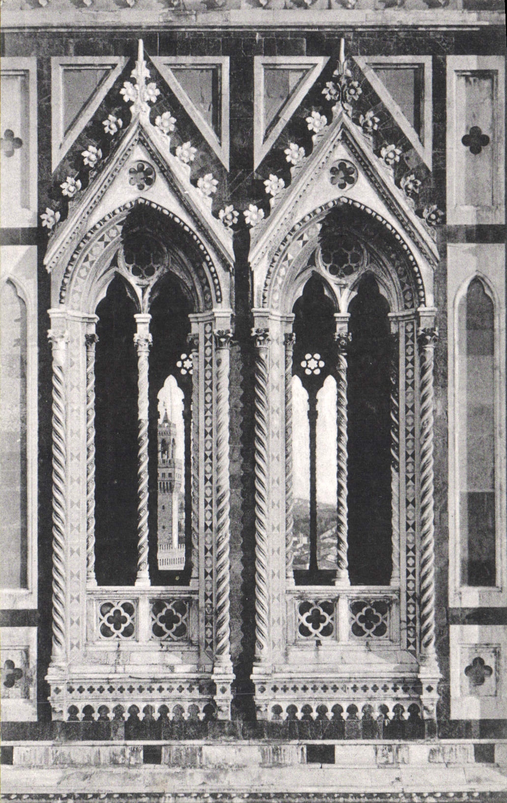 VINTAGE POSTCARD Firenze Finestre LED Bell-tower di Giotto