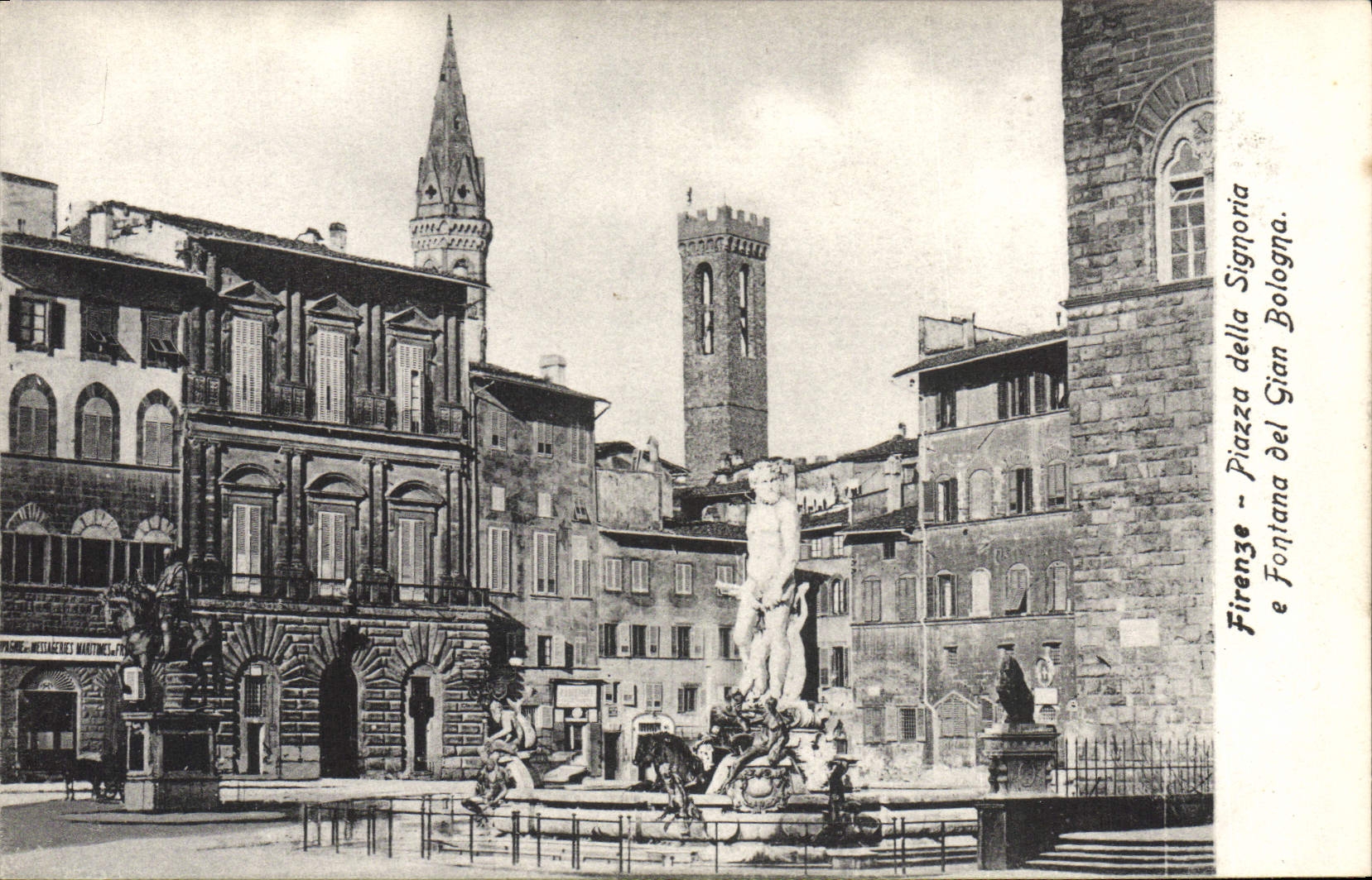 VINTAGE POSTCARD Firenze Piazza Della Signoria Fontana