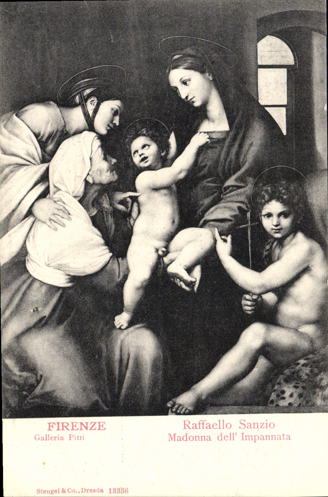 VINTAGE POSTCARD Firenze Raffaello Sanzio Madonna LED Impannata