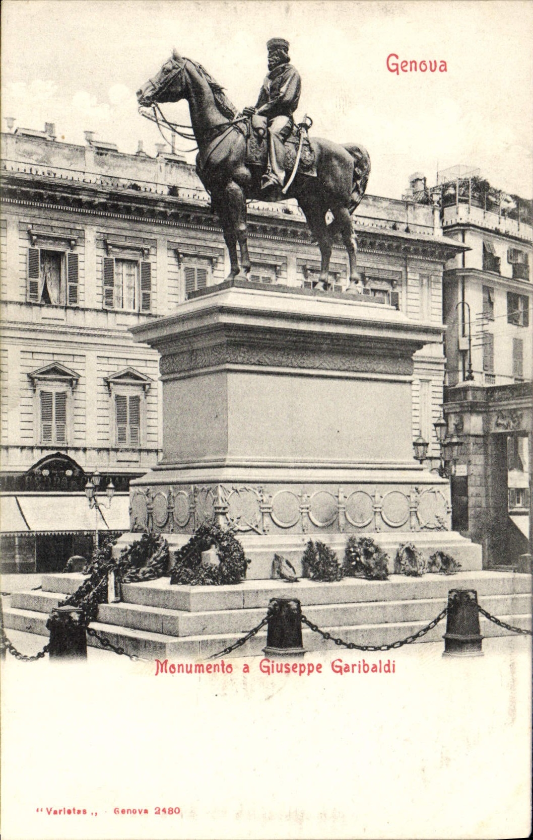 VINTAGE POSTCARD Genova Monumento Giuseppe Garibaldi