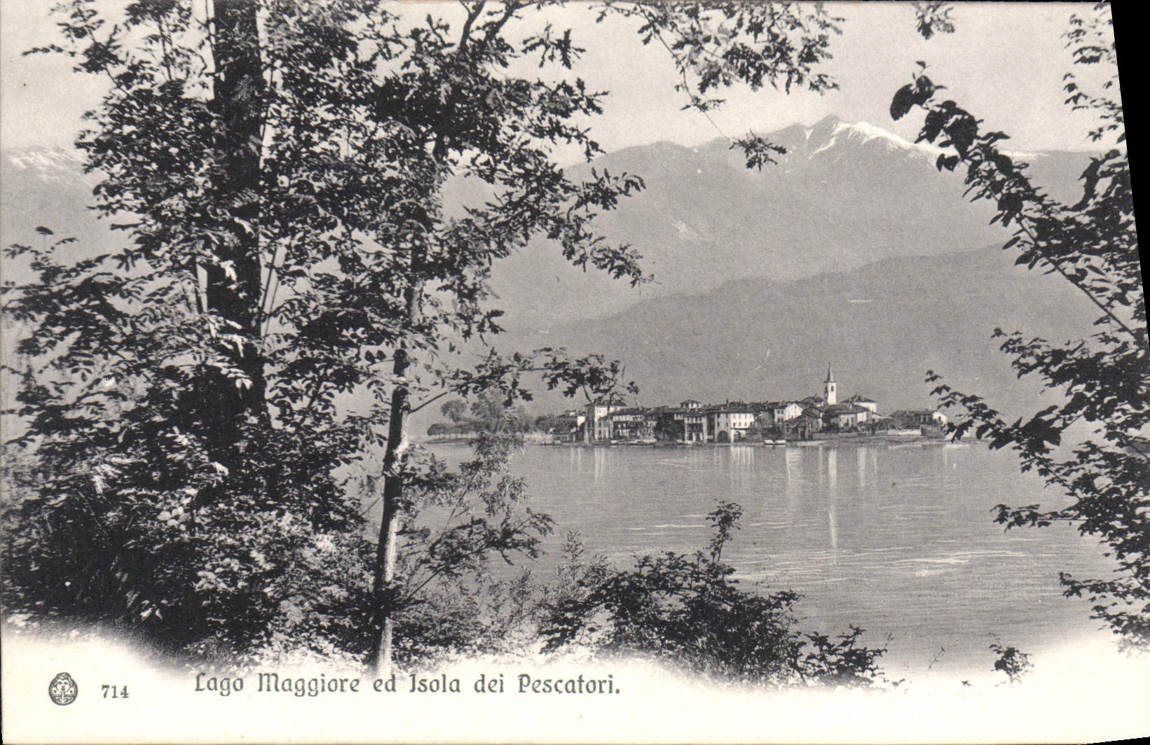 POSTAL Lago Maggiore Dei aislado ED Pescatori de la VENDIMIA