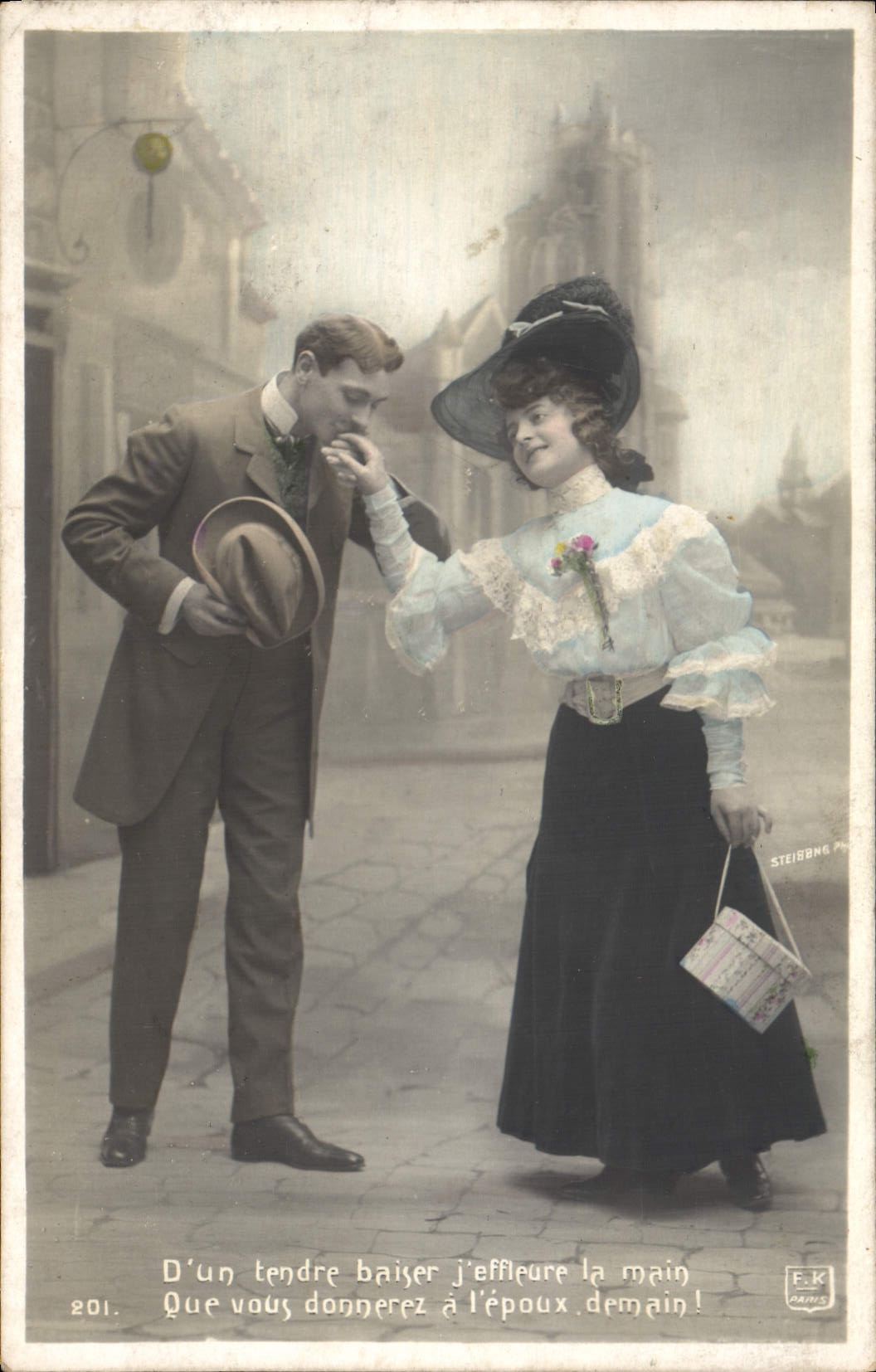 VINTAGE POSTCARD Fantasy Woman Kiss