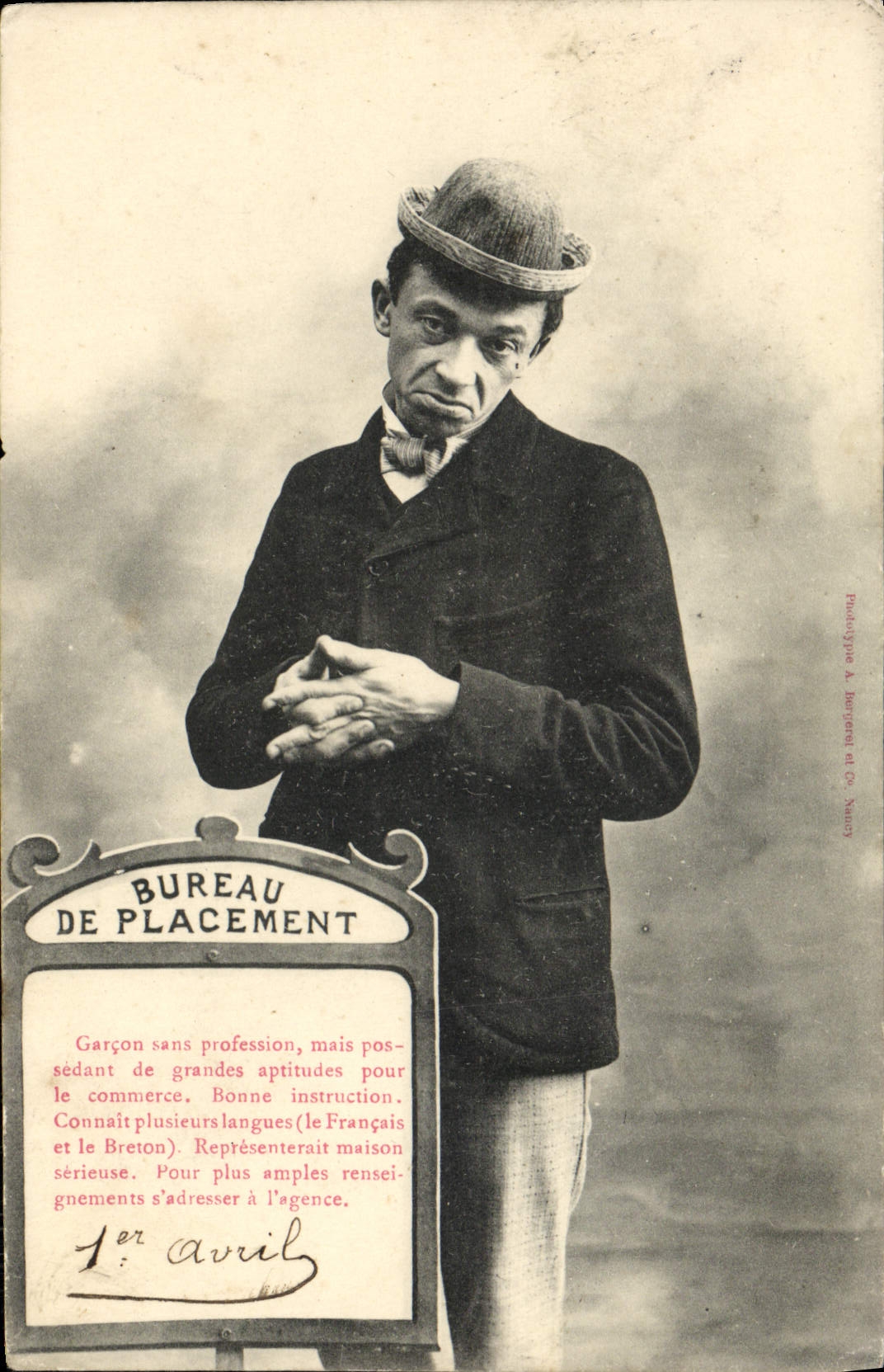 CPA Fantaisie Bureau de placement Homme