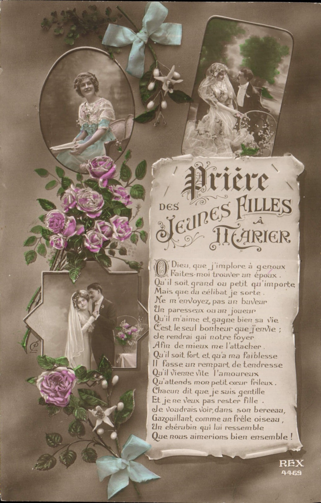 VINTAGE POSTCARD Prayer Young girls To marry Marriage