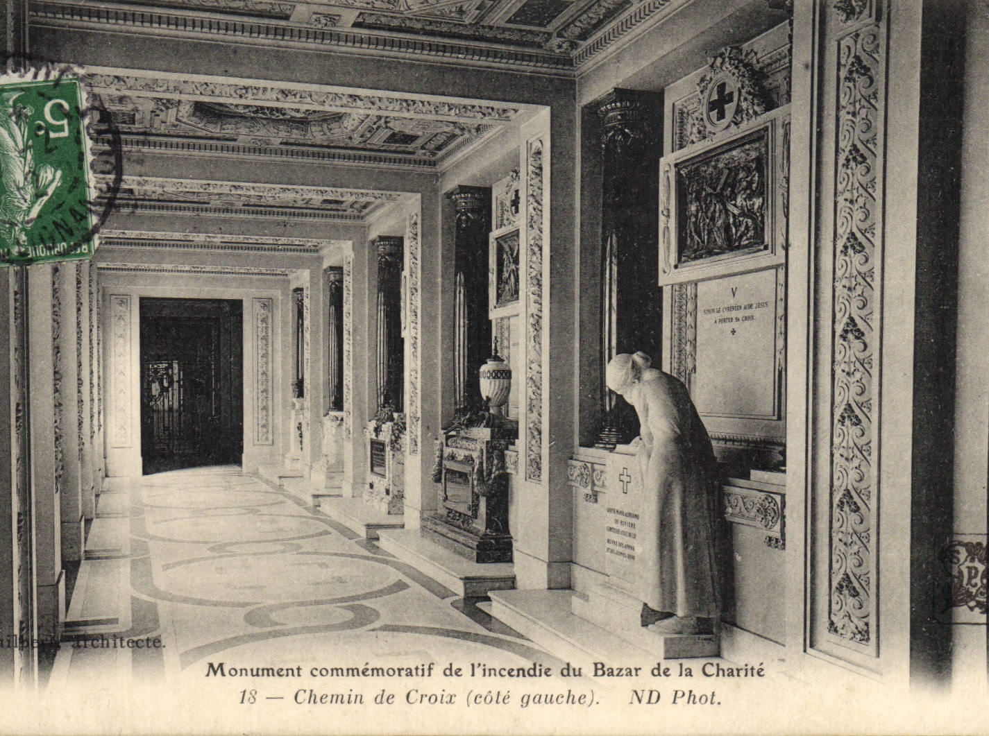 VINTAGE POSTCARD Memorial De I' Incendie Bazaar Of Charity Way Of Paris Cross