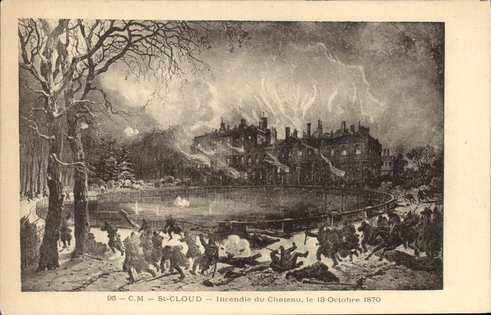 La nube de la POSTAL de la VENDIMIA Saint fija el fuego para escudarse el 13 de octubre de 1870