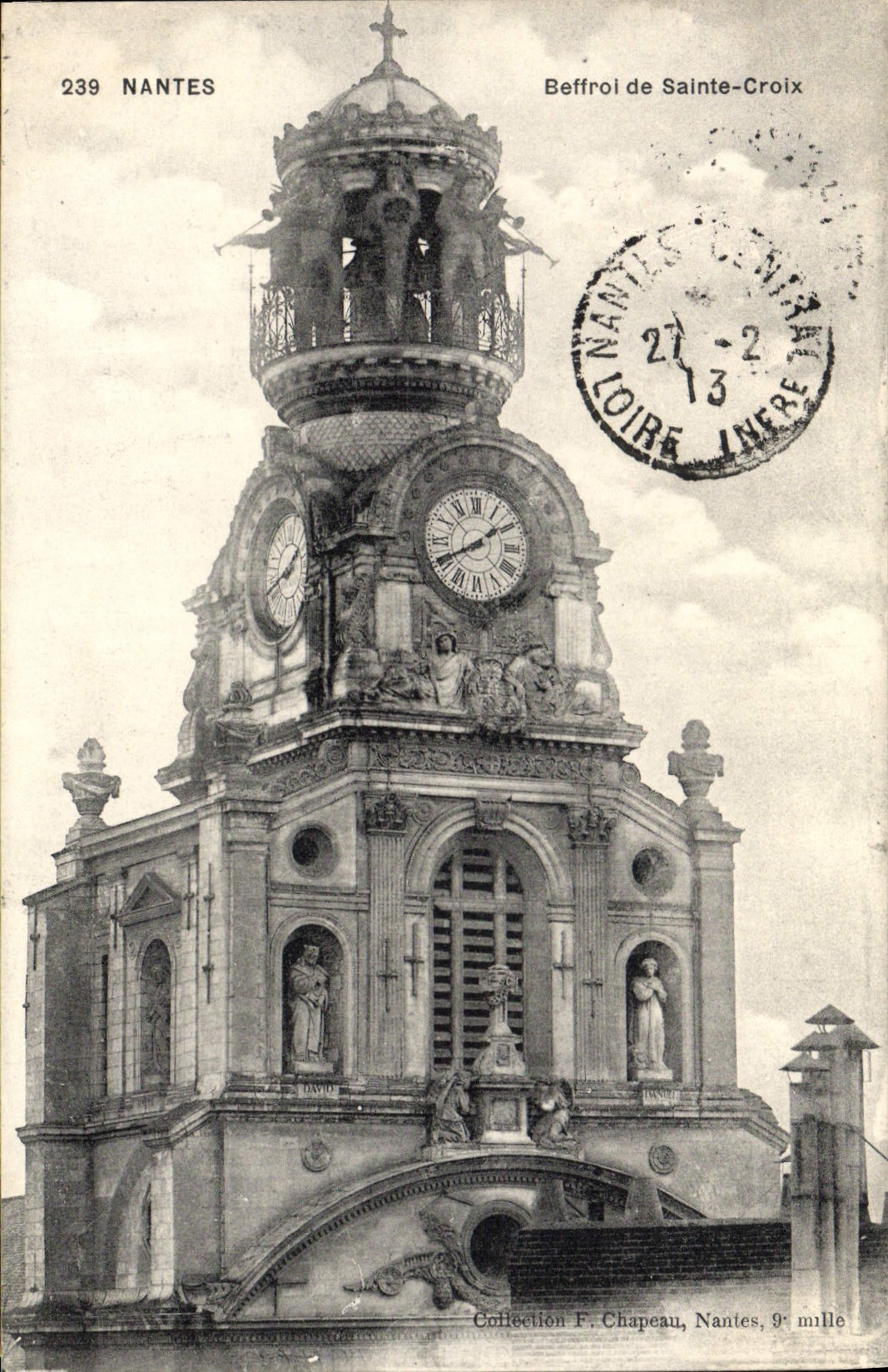 VINTAGE POSTCARD Nantes Belfry Of Holy Cross