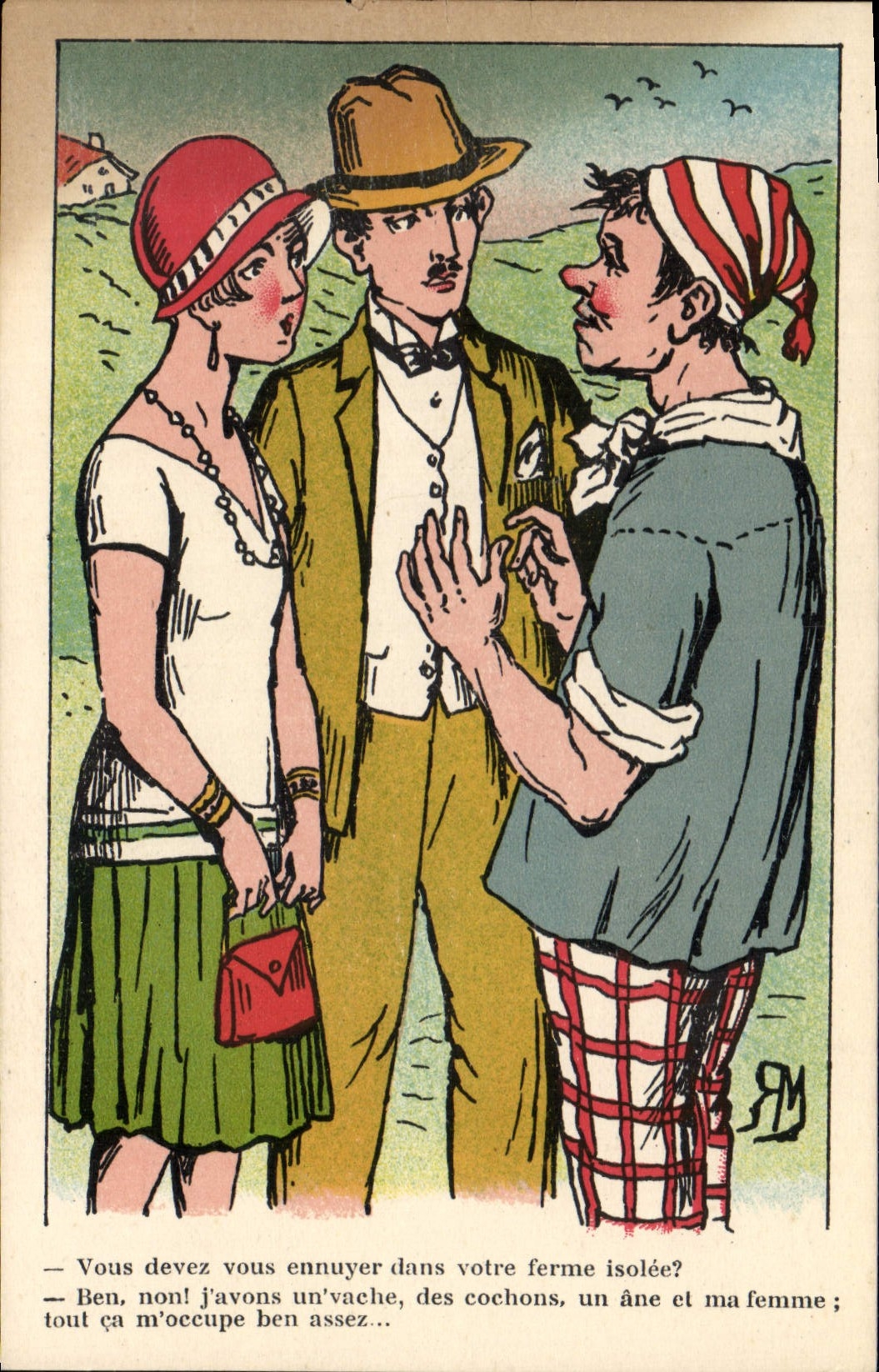 POSTAL de la VENDIMIA usted debe ser aburrido en su folklore del isolee de la granja