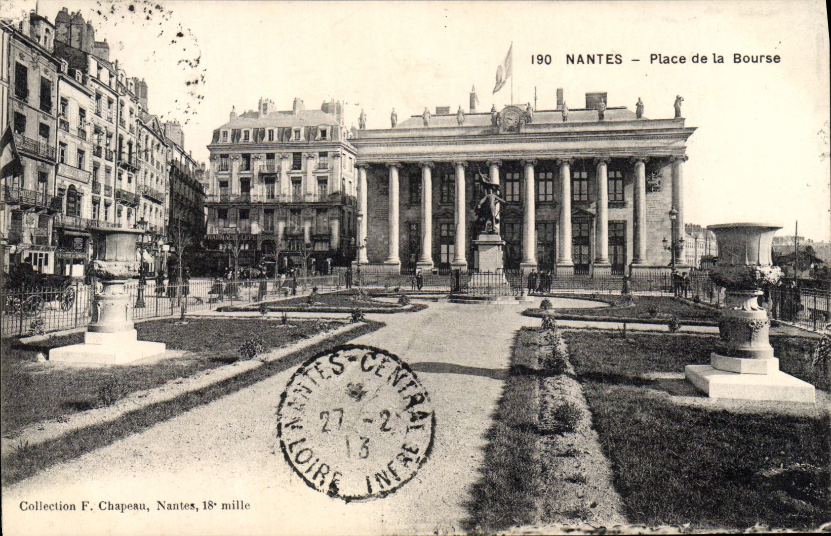 VINTAGE POSTCARD Nantes Places Stock Exchange