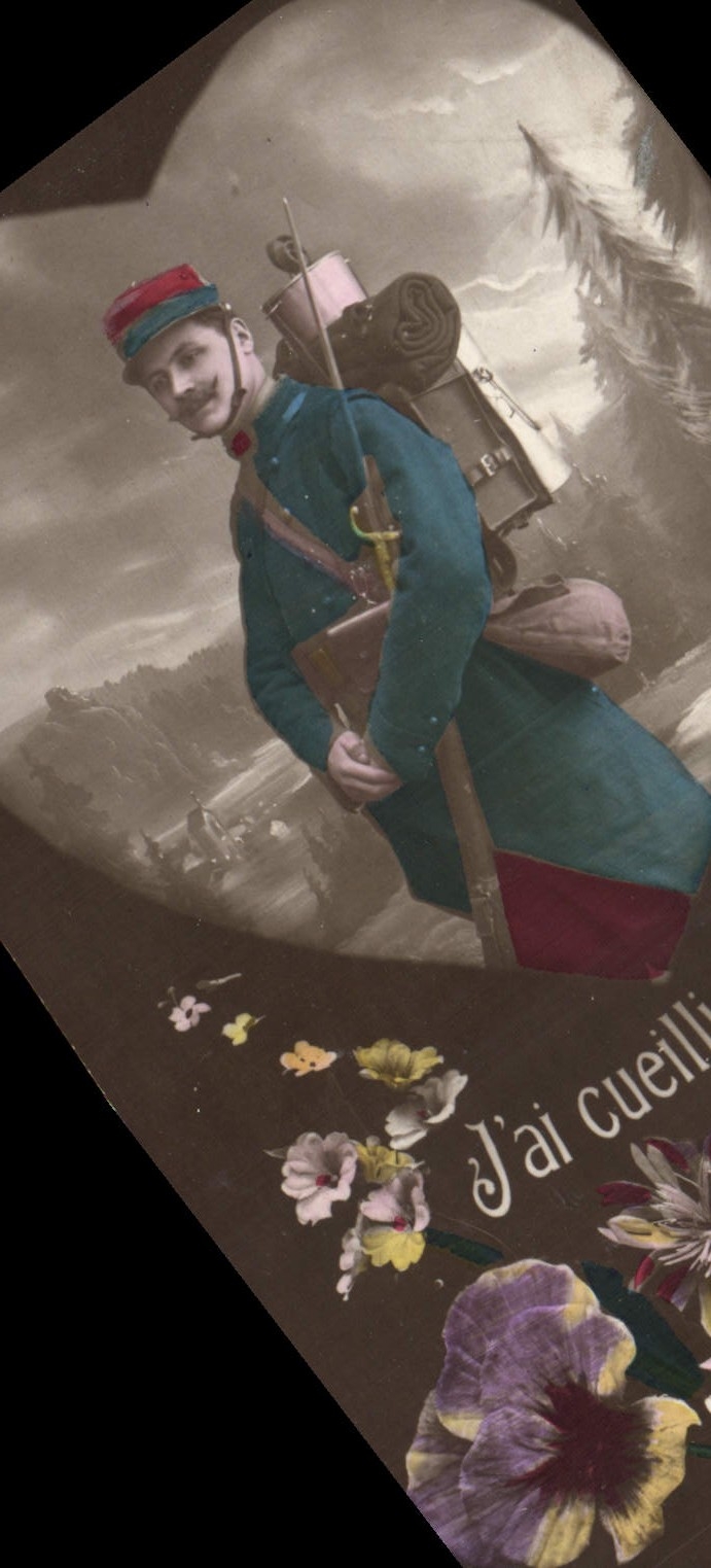 CPA J'ai Cueilli ces fleurs pour toi Militaria Homme