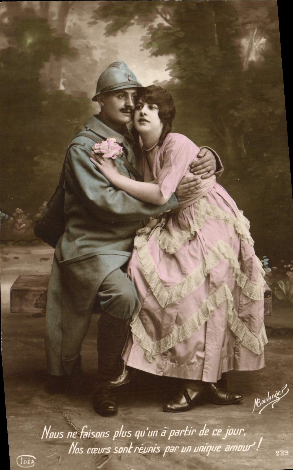 VINTAGE POSTCARD Fantasy Soldier Militaria Woman