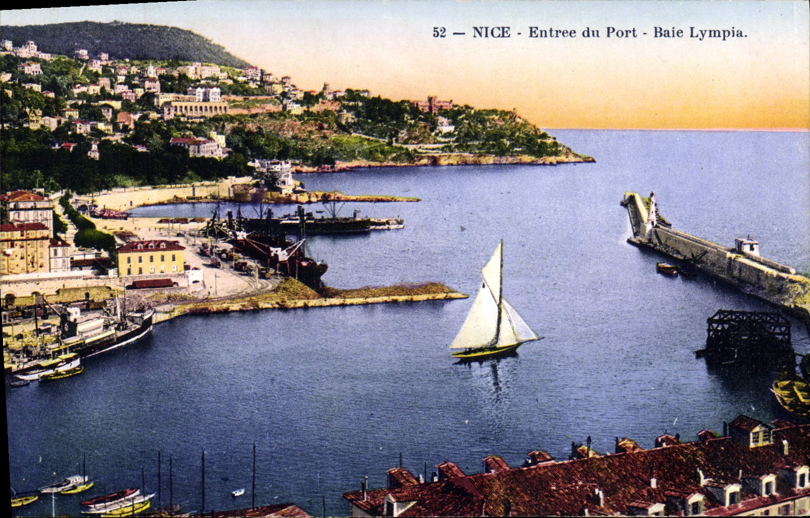Niza entrada POSTAL de la VENDIMIA de la bahía portuaria de Lympia