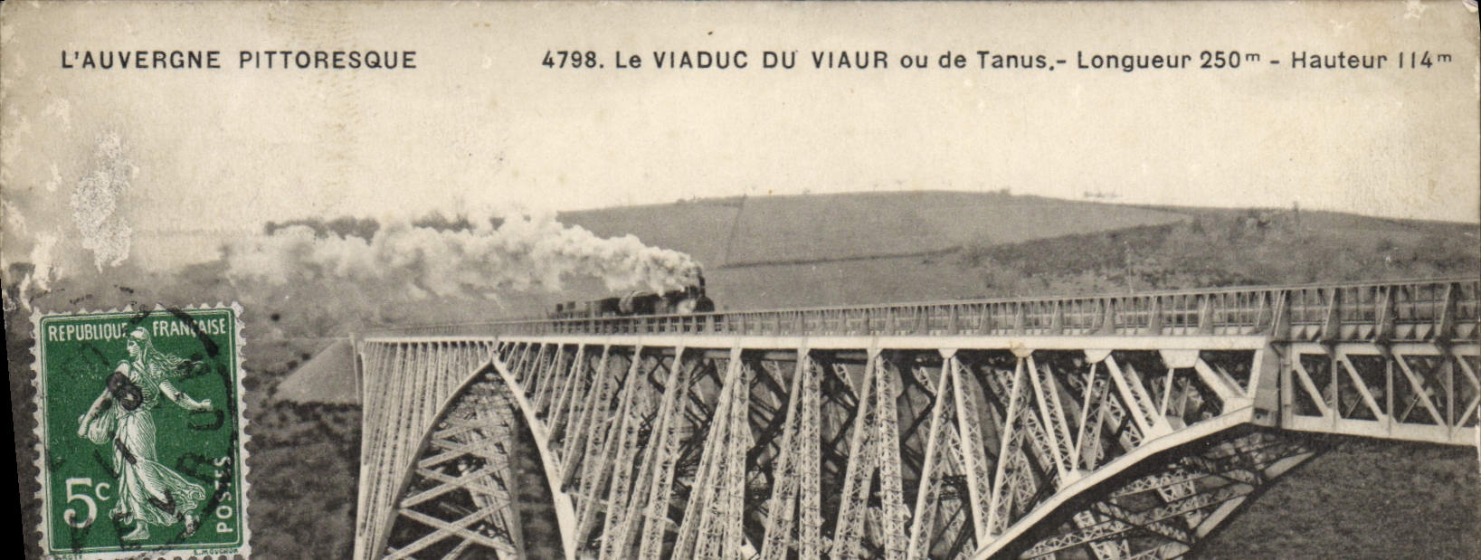 POSTAL Auvergne Pttoresque de la VENDIMIA el viaducto De Viaur o del tren de Tanus