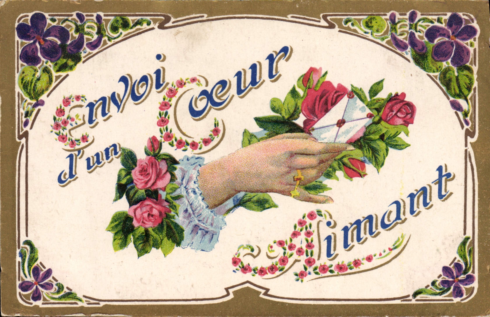 CPA Fantaisie Fleurs Main 