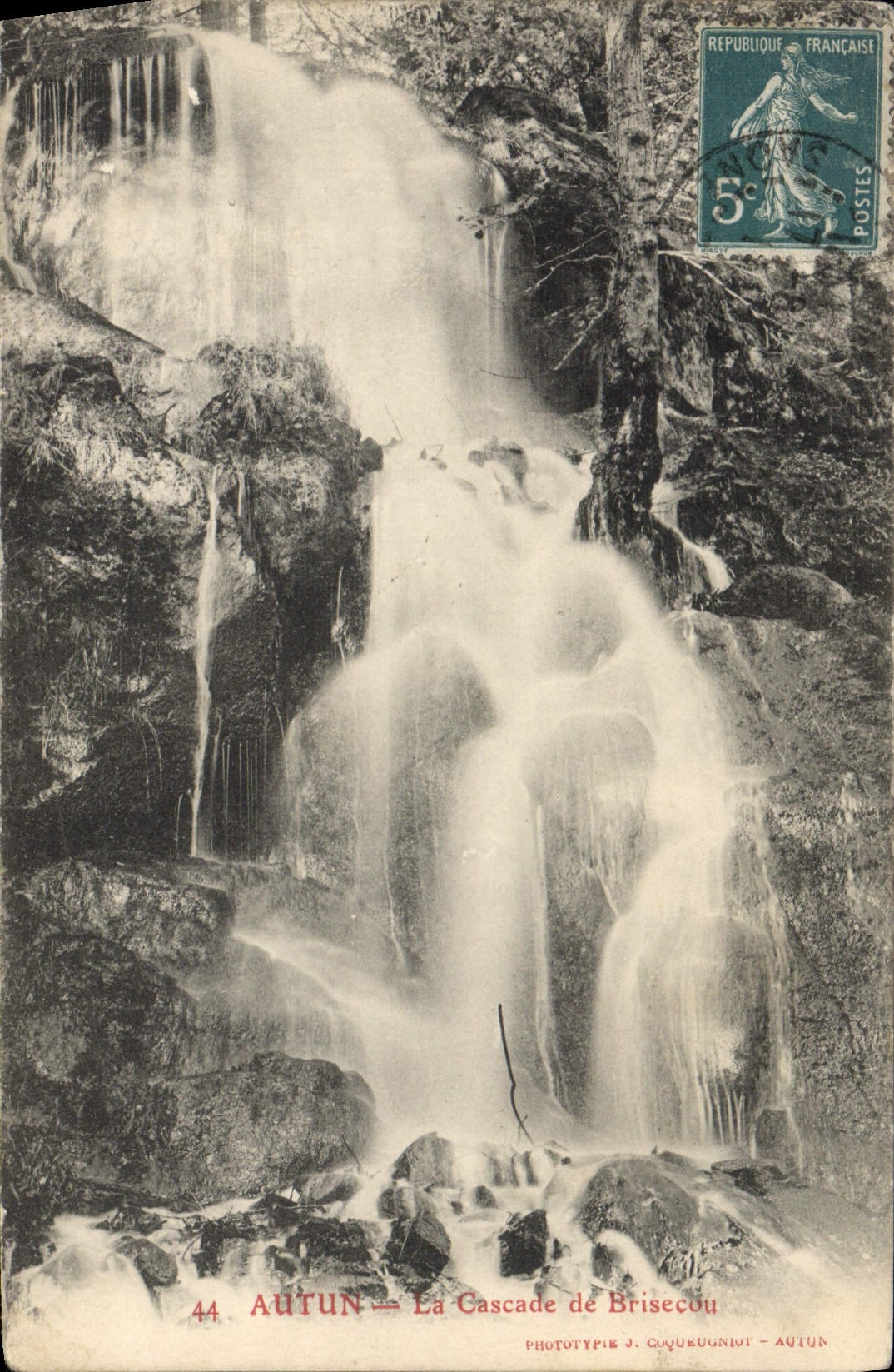 VINTAGE POSTCARD Autun the Cascade De Brisecou