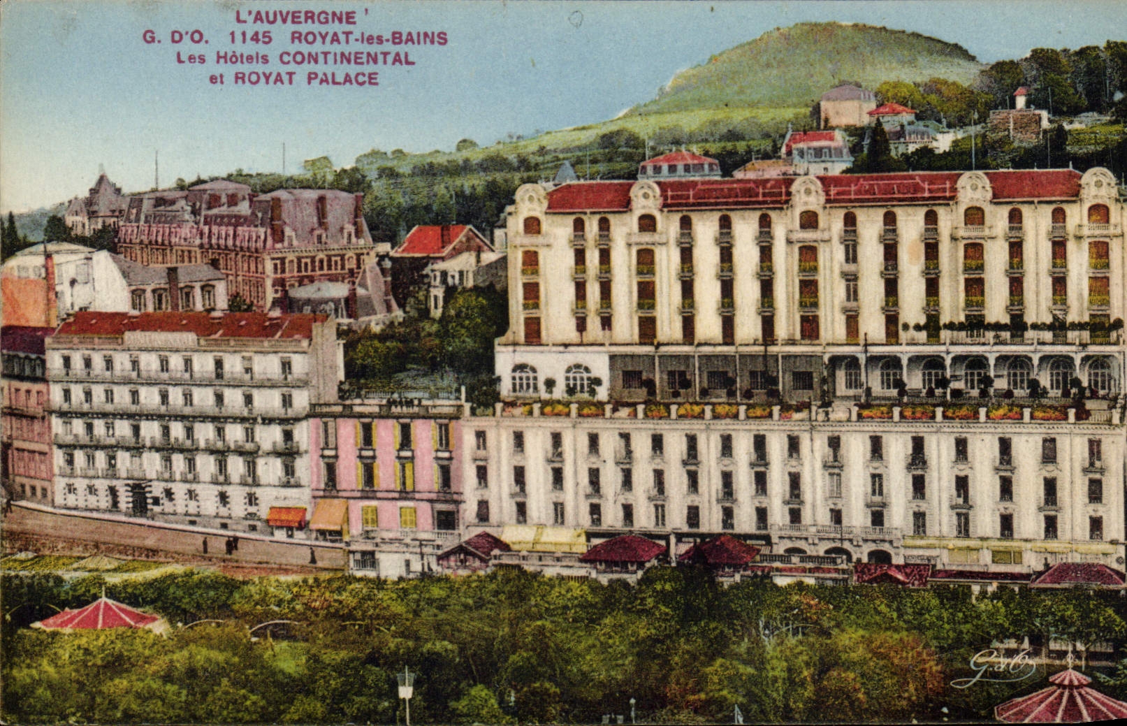 VINTAGE POSTCARD Auvergne Royat Les Bains Hotels Continental And Royat De luxe hotel