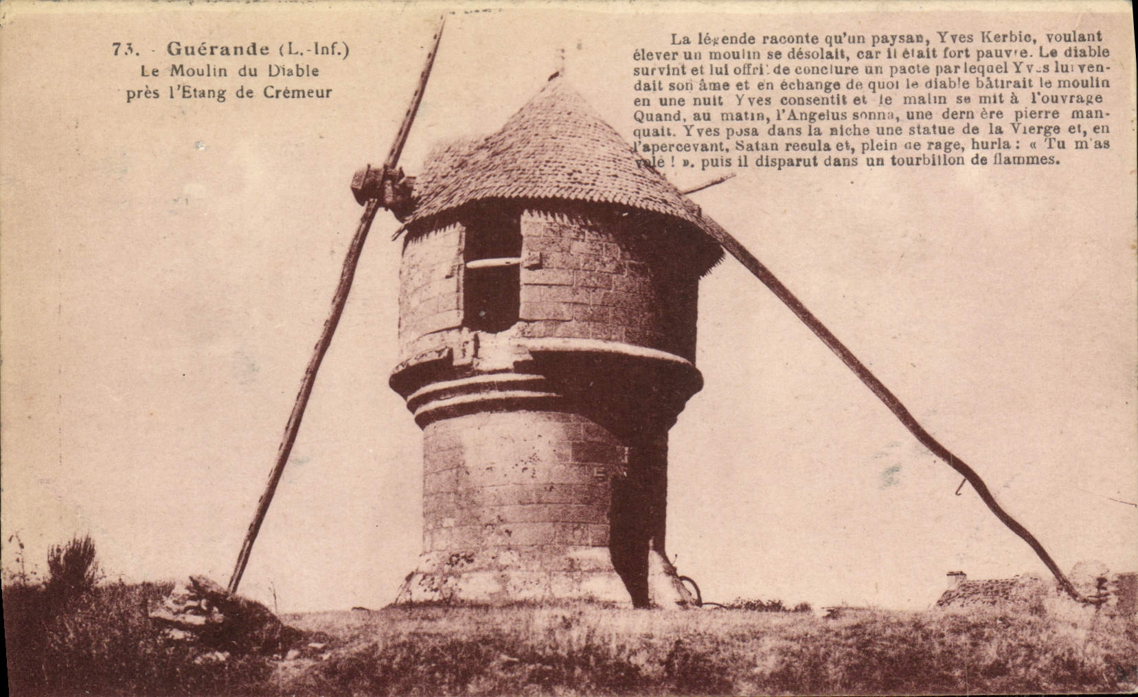 VINTAGE POSTCARD Guerande the Mill Of the Devil close the pond of Creamy