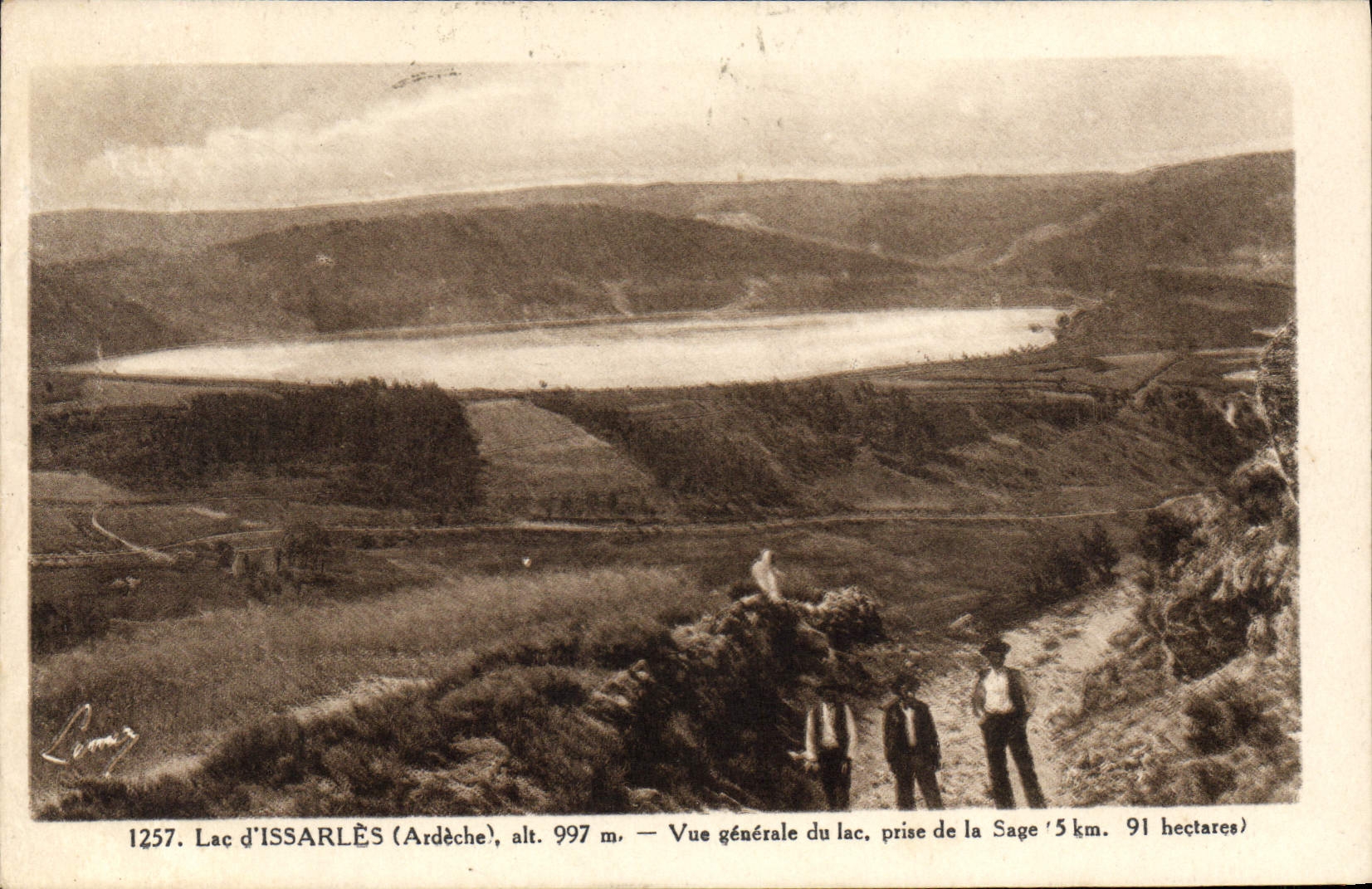 VINTAGE POSTCARD Lake D' Issarles View Of the Lake Taken Of the Wise one