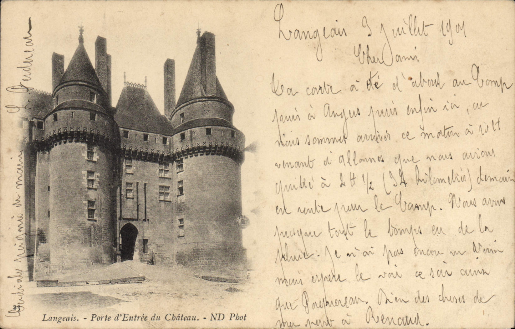 VINTAGE POSTCARD Langeais Main door Of the Castle
