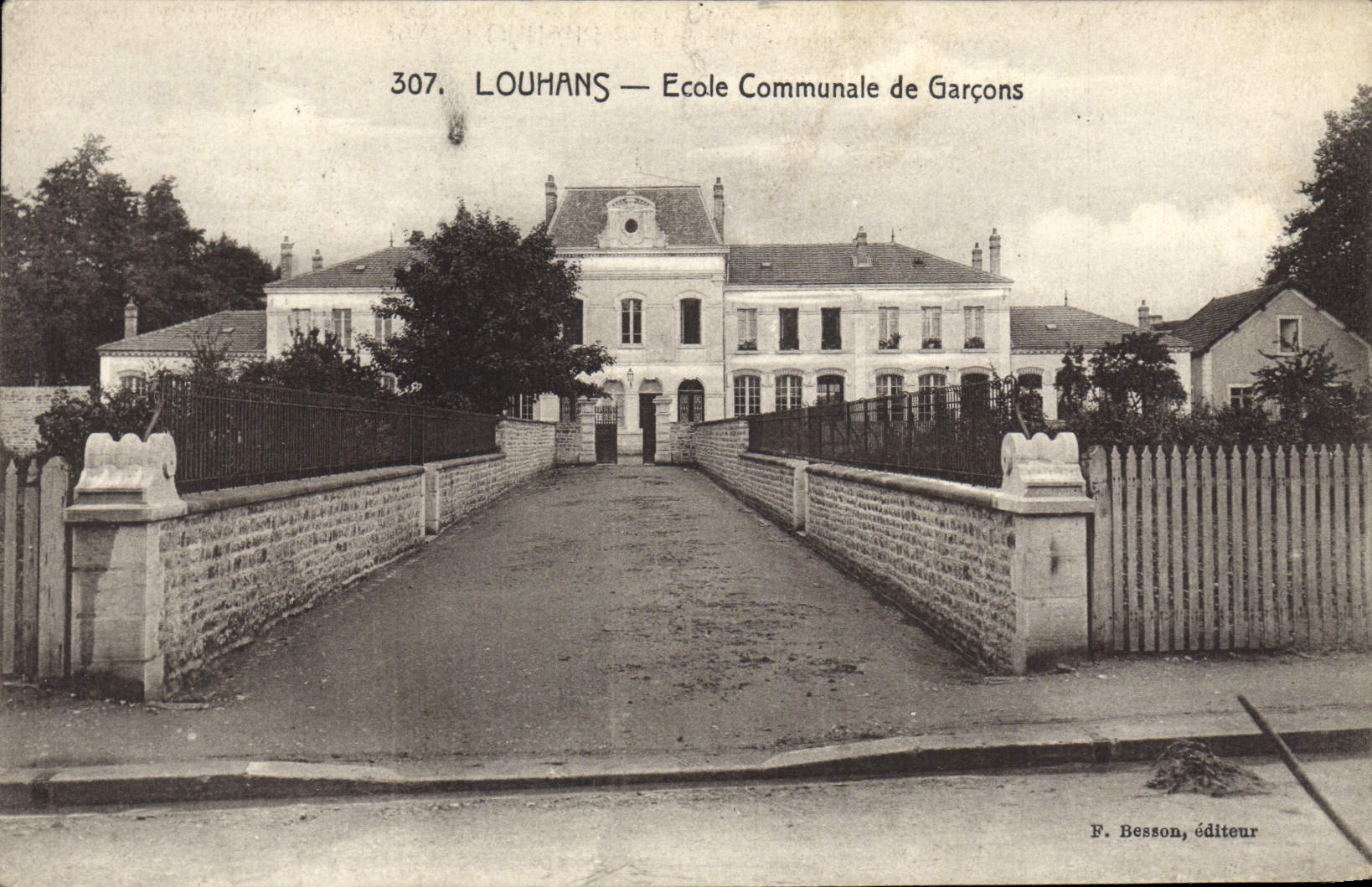 VINTAGE POSTCARD Louhans Elementary School Boys