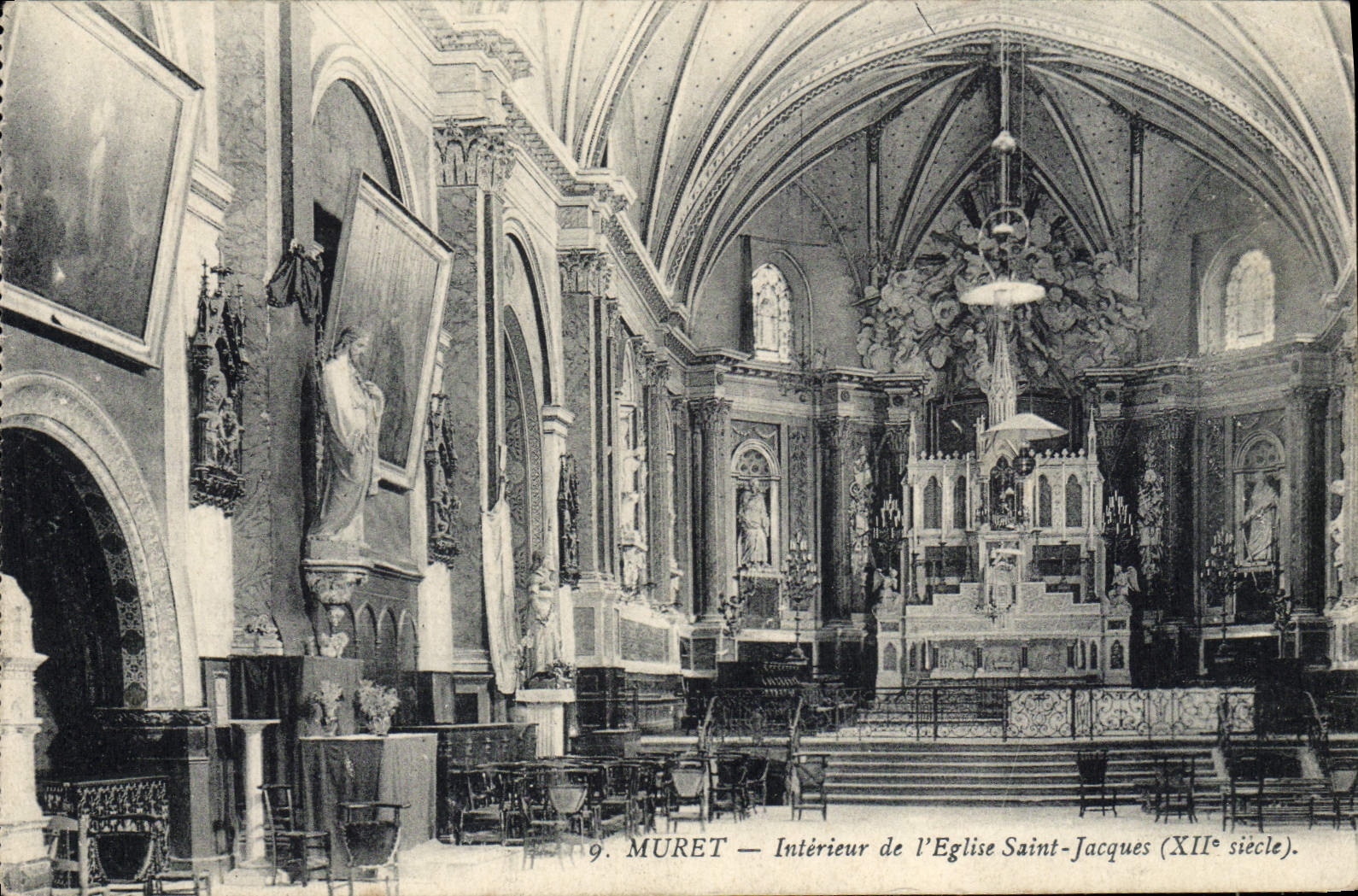 VINTAGE POSTCARD Interior Low wall of the church Jacques Saint