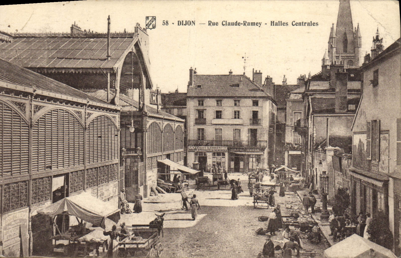 Mercados centrales de Claude Ramey de la calle de Dijon de la POSTAL de la VENDIMIA