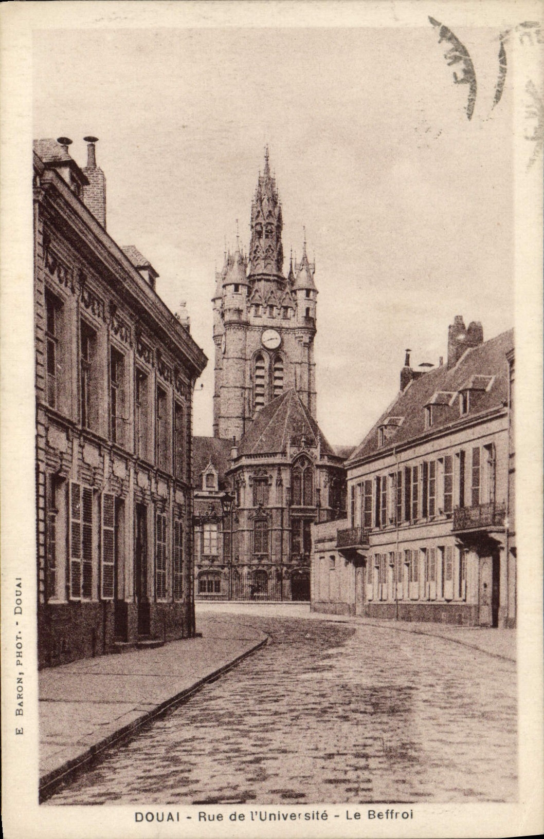 VINTAGE POSTCARD Douai Street De I' Universite the Belfry