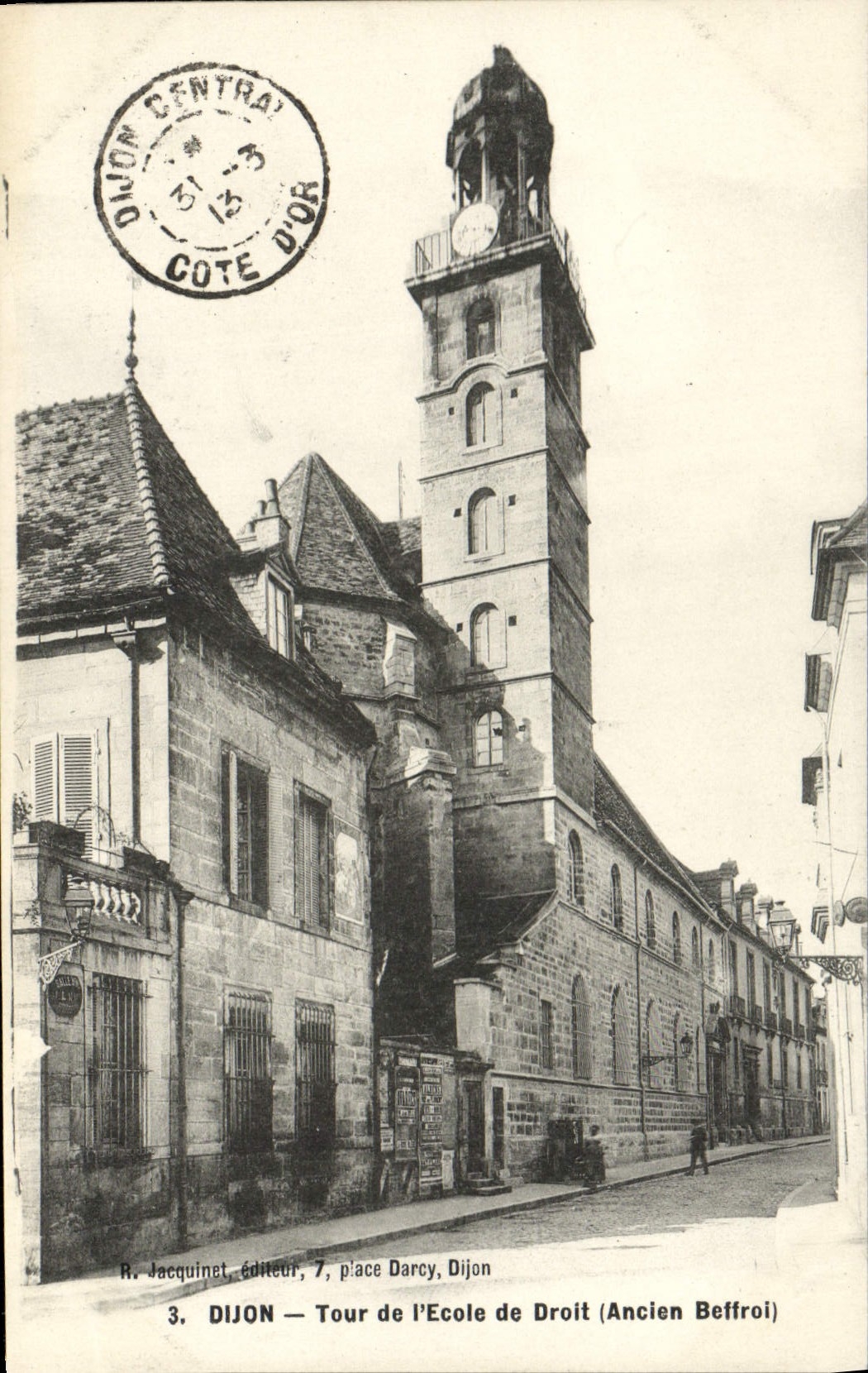 VINTAGE POSTCARD Dijon Turn De I' Ecole Of Right Old belfry