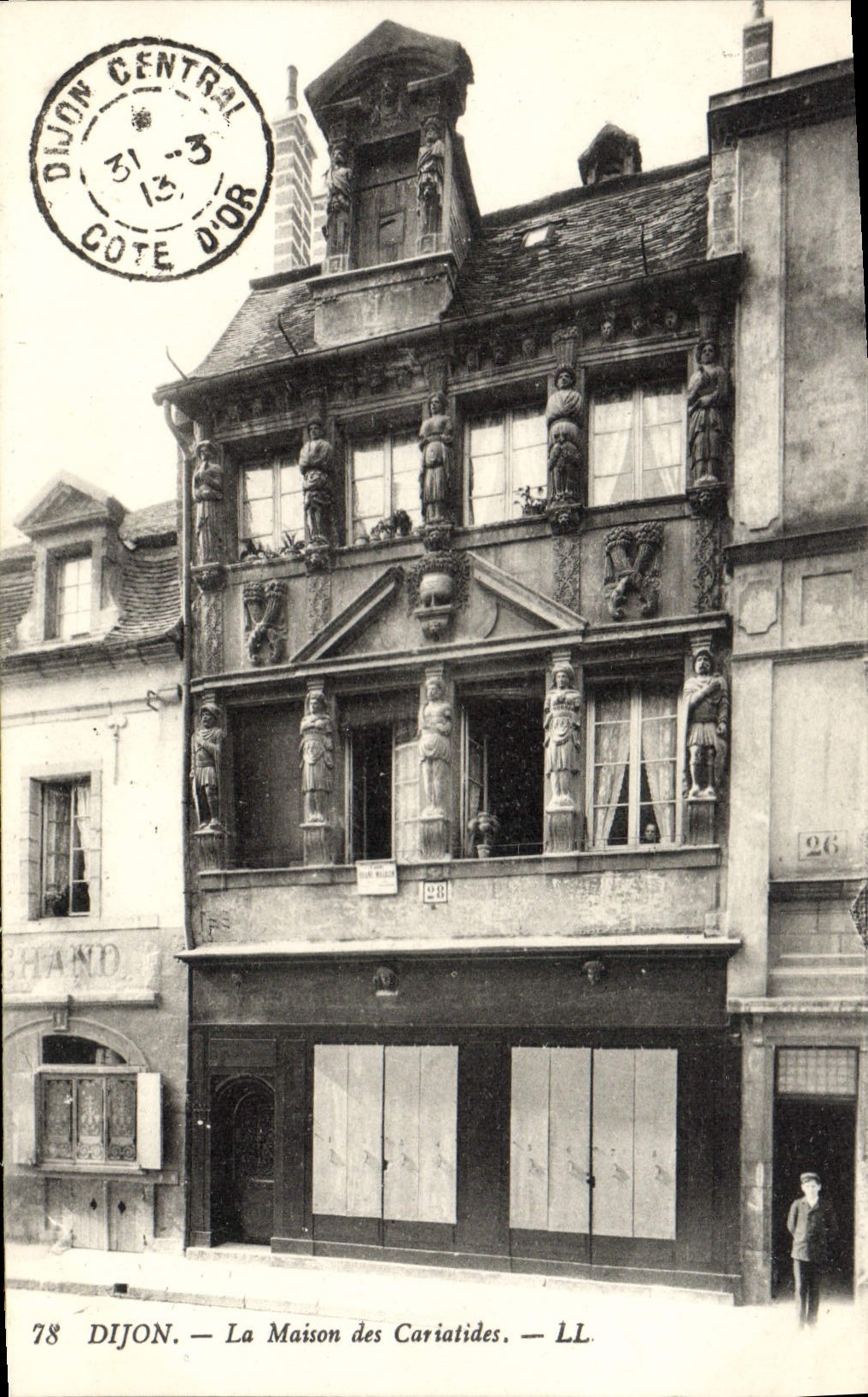 VINTAGE POSTCARD Dijon the House Of the Caryatids