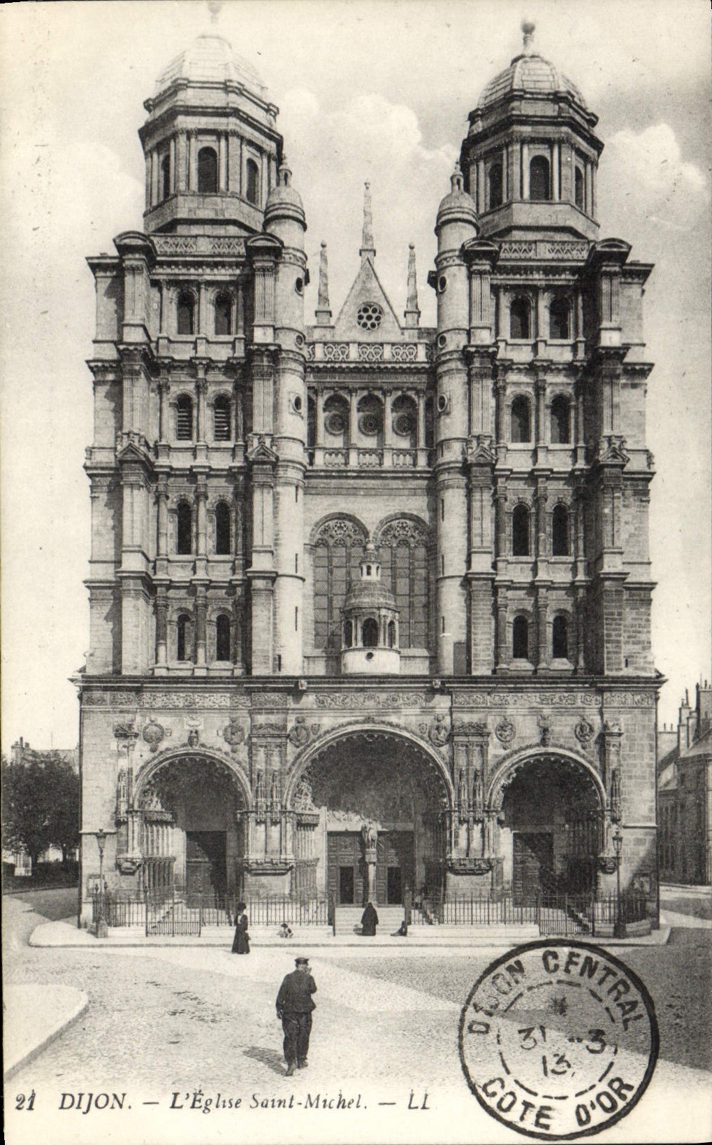 VINTAGE POSTCARD Dijon the Church Saint Michel