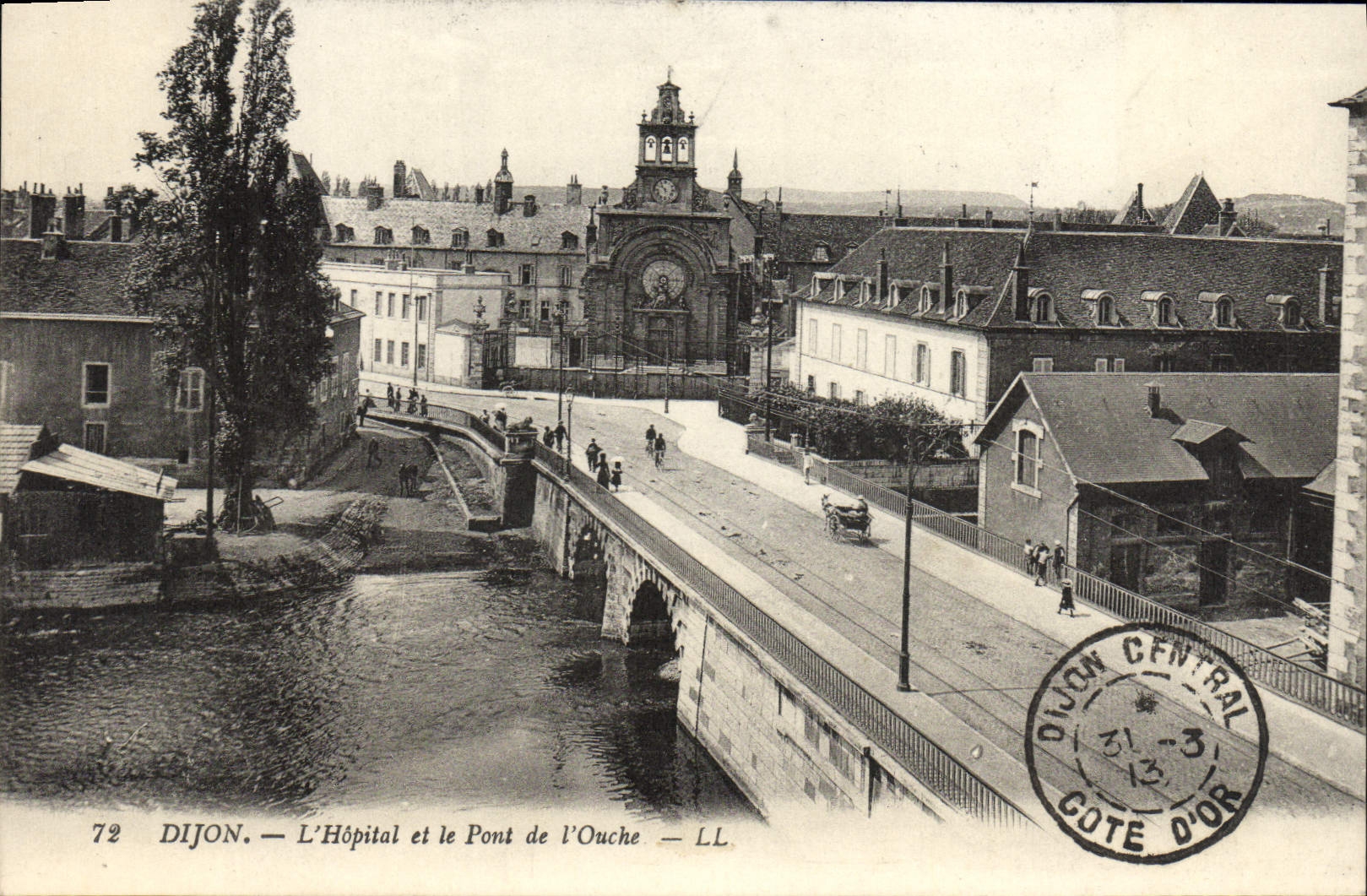 VINTAGE POSTCARD Dijon the Hospital And the Bridge De I' Ouche