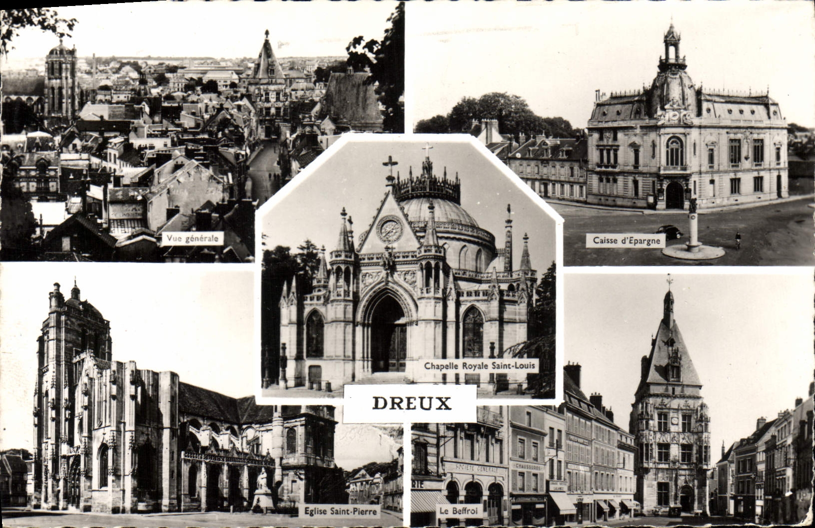 POSTAL MODERNA Saint Pierre real de la iglesia de St. Louis de la cámara acorazada del banco de ahorros de la opinión de Dreux el campanario de una iglesia