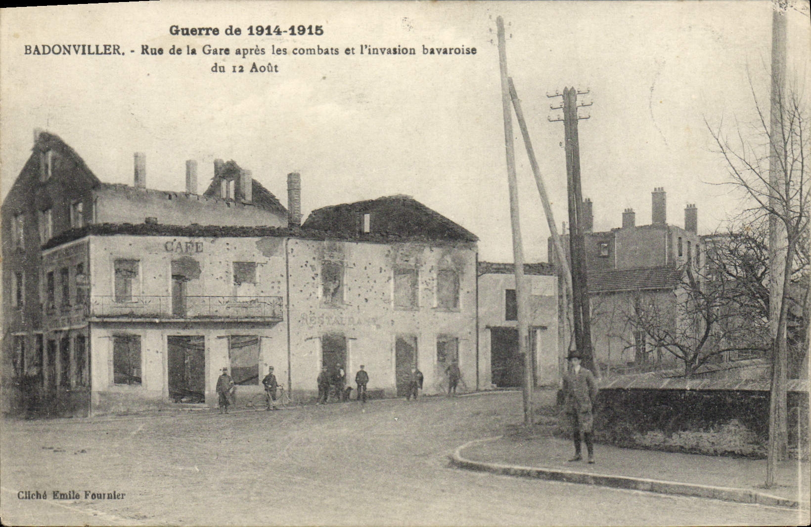 VINTAGE POSTCARD War Badonviller Street Of the Station After the Combat and the invasion bavaoise Militaria