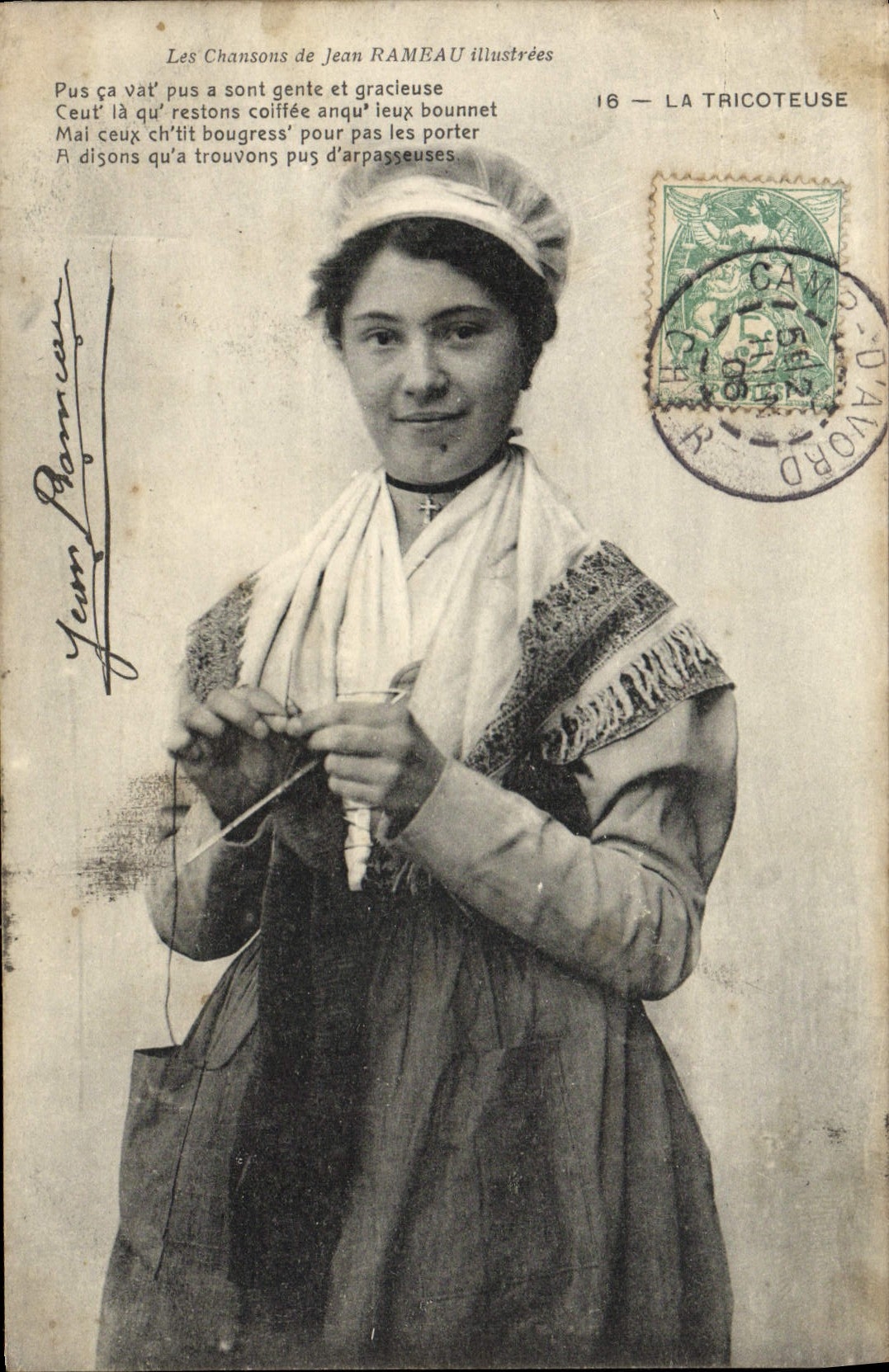 CPA La Tricoteuse Chansons de Jean Rameau Folklore