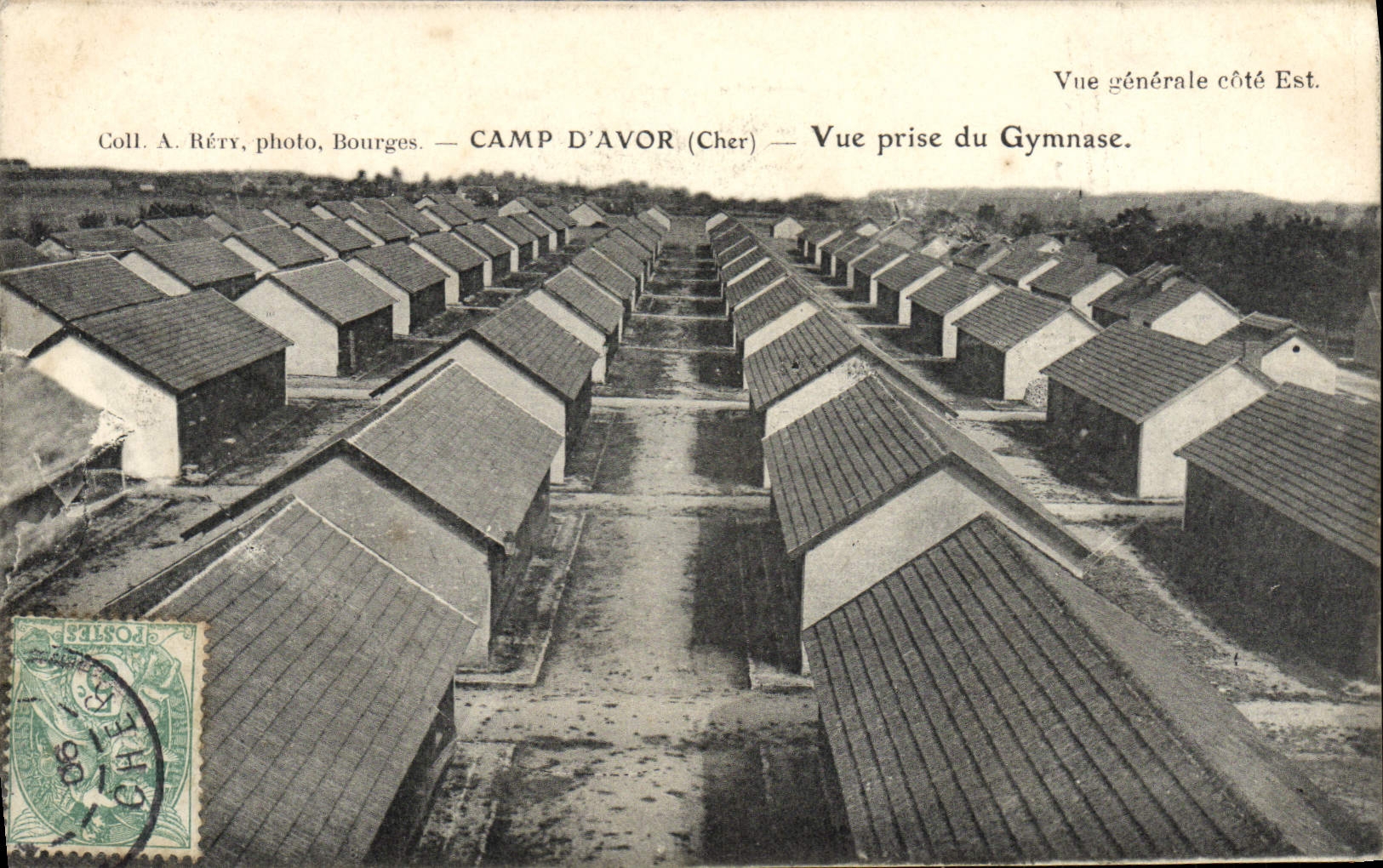 VINTAGE POSTCARD In Berry Camp D' Avor Seen from of the Militaria gymnasium